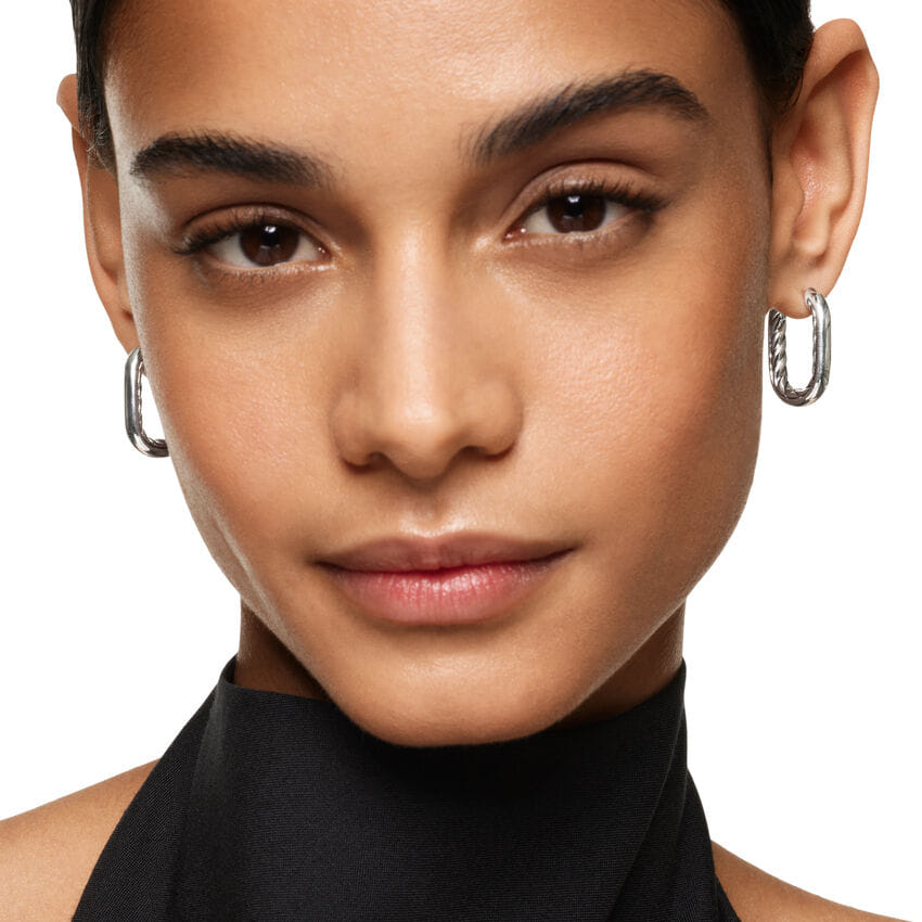 David Yurman DY Madison Smooth Hoop Earrings in Sterling Silver, 24.3mm