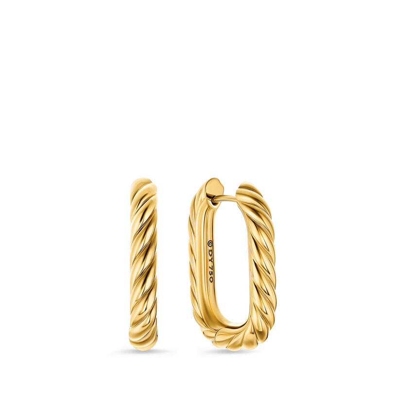 David Yurman DY Madison Cable Hoop Earrings in 18K Yellow Gold, 24.3mm