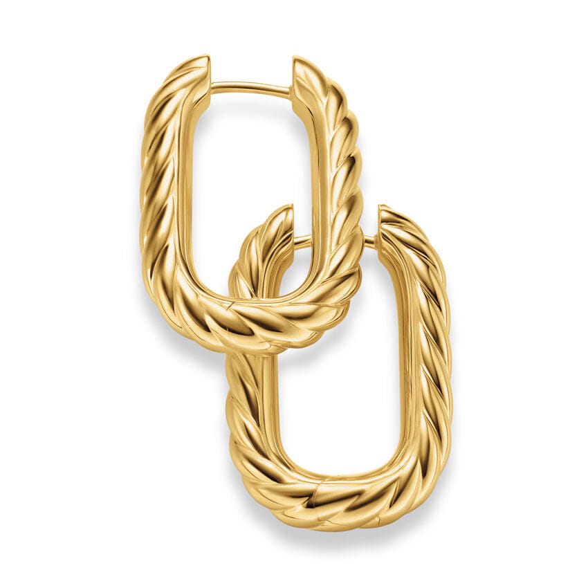 David Yurman DY Madison Cable Hoop Earrings in 18K Yellow Gold, 24.3mm