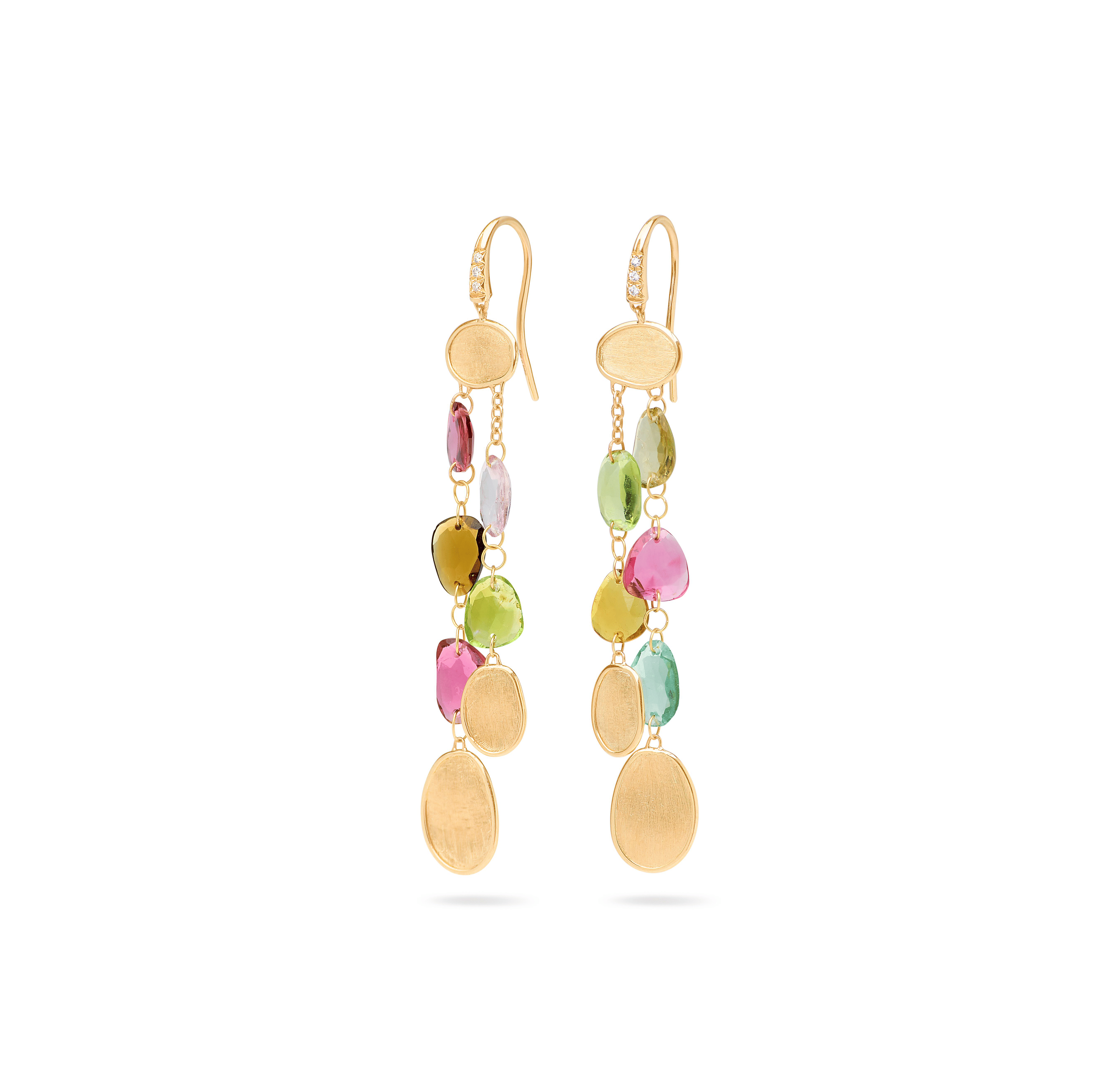 Marco Bicego Lunaria Multi-Strand Tourmaline Earrings with Diamond Accent