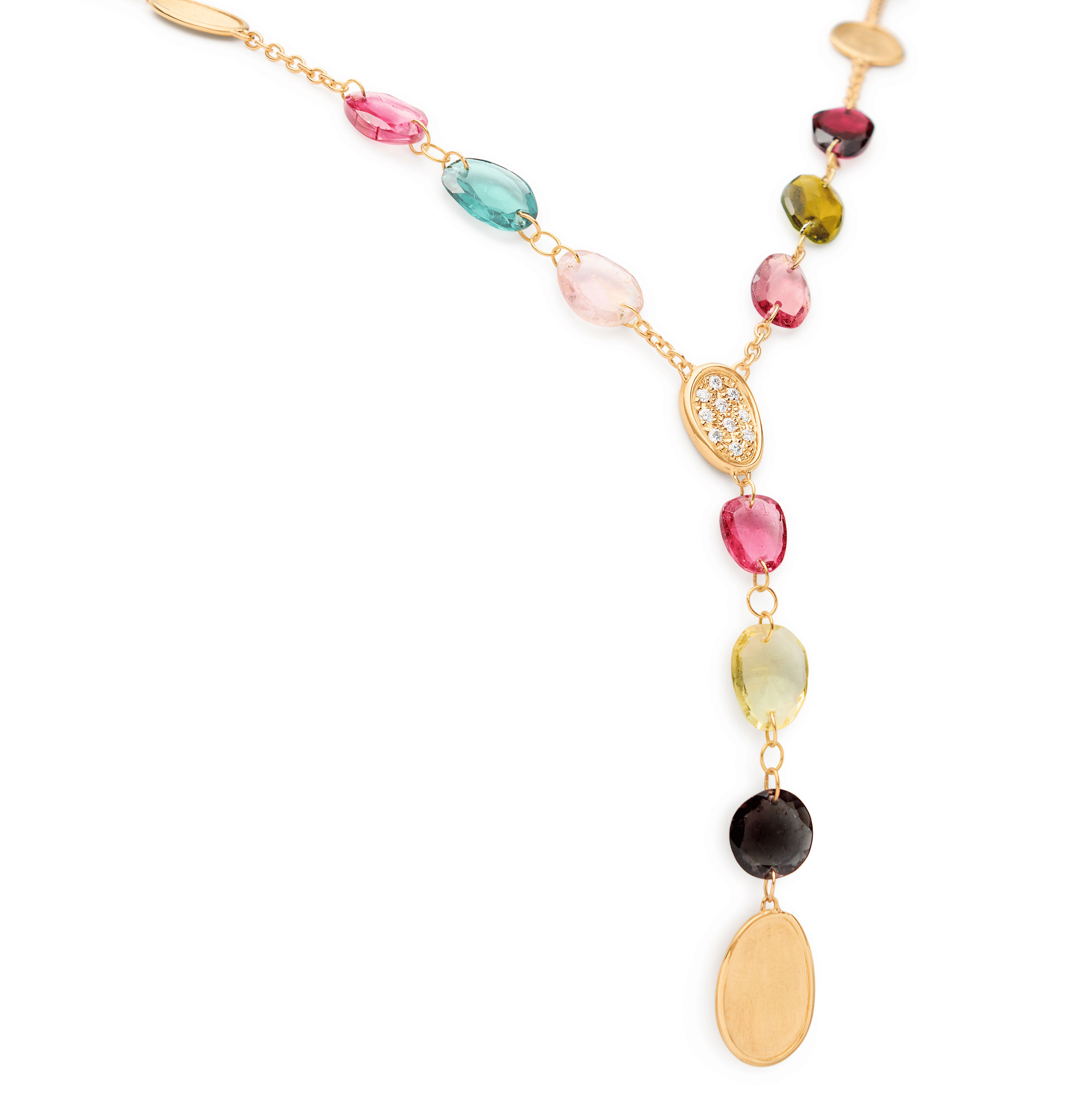 Marco Bicego Lunaria Lariat Tourmaline Necklace with Diamonds
