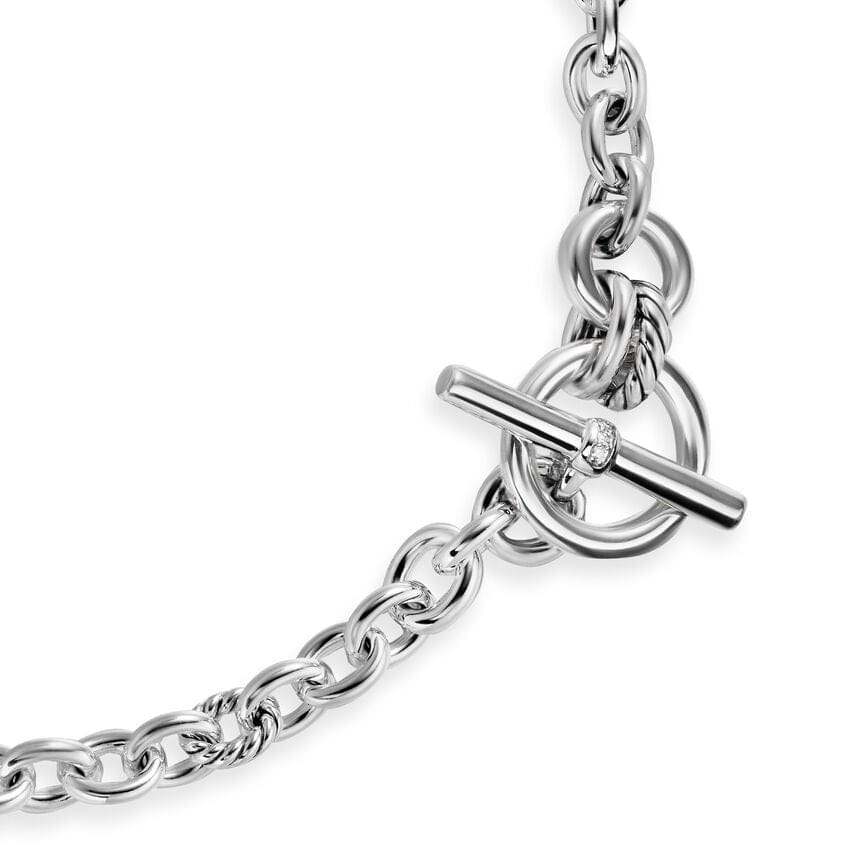 David Yurman DY Mercer Toggle Chain Necklace in Sterling Silver with Diamonds, 8mm, 18"