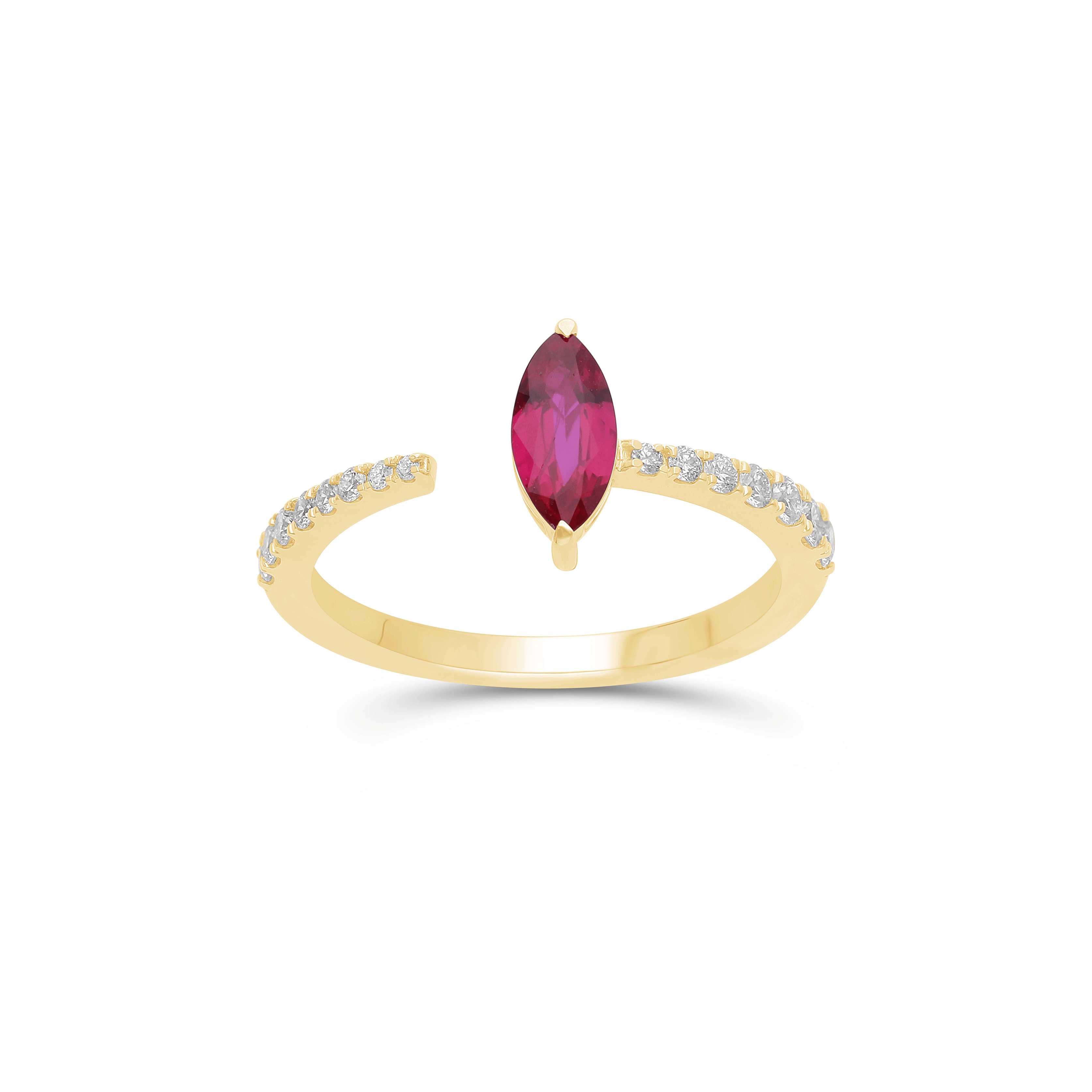 Sabel Collection Yellow Gold Ruby and Diamond Open Ring