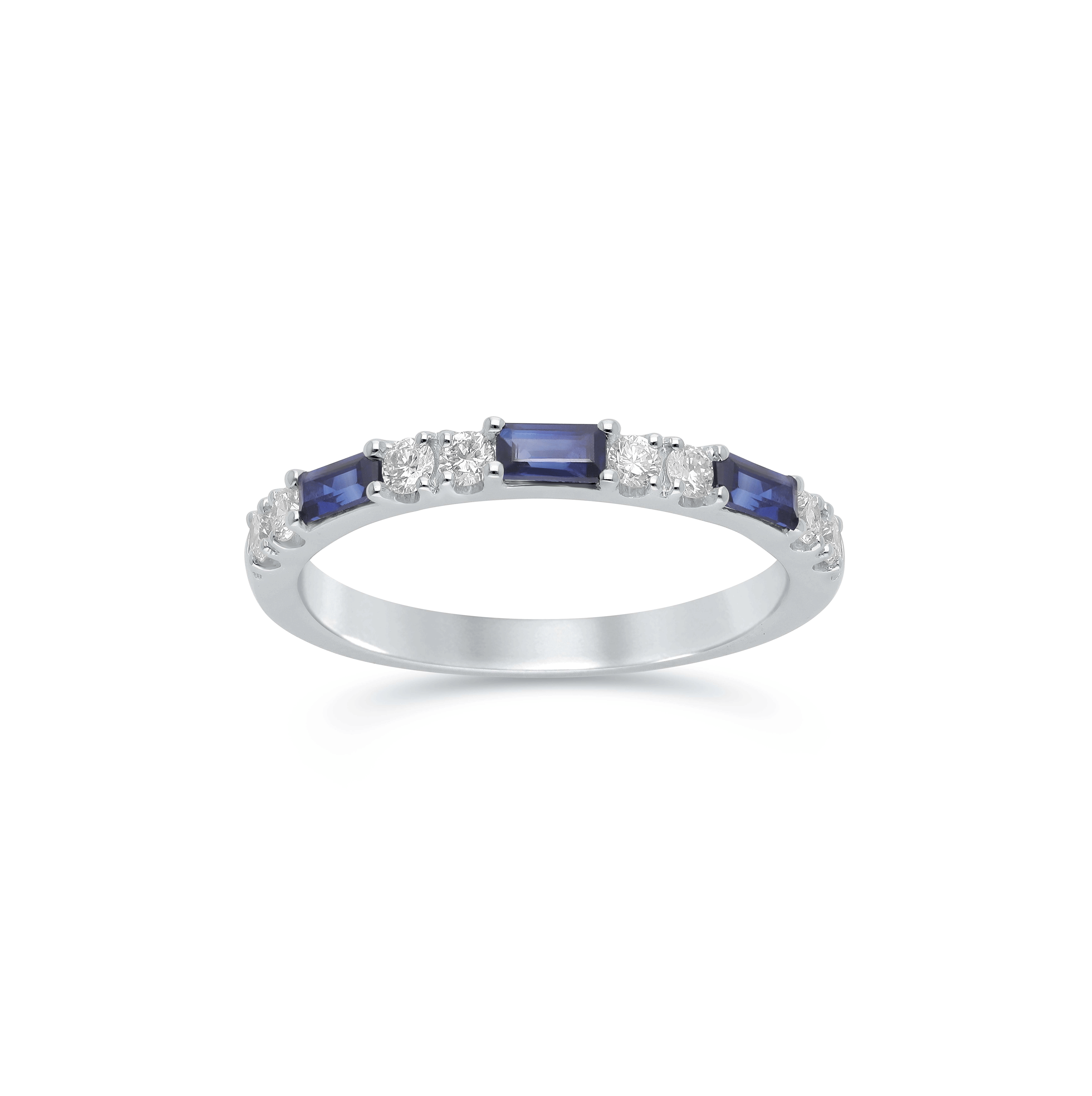Sabel Collection White Gold Diamond and Blue Sapphire Stacking Ring