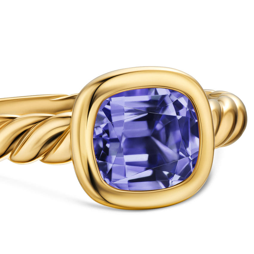 David Yurman DY Mercer Stone Ring in 18K Yellow Gold with Iolite, 7mm, Size 6