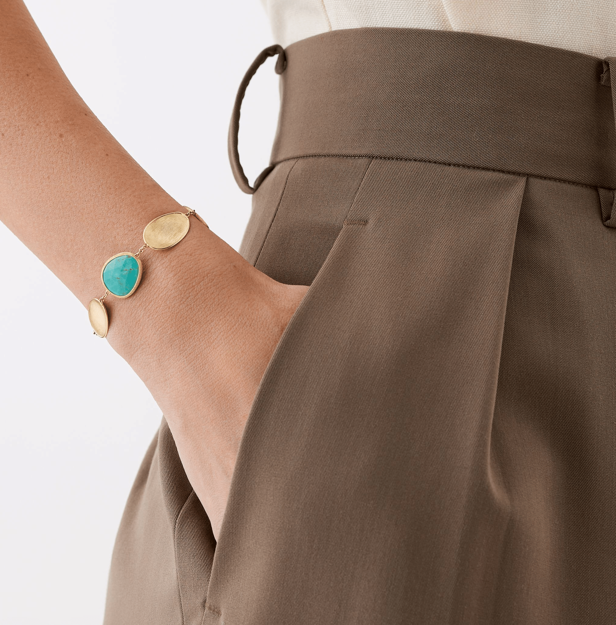 Marco Bicego Lunaria Yellow Gold Turquoise Station Bracelet