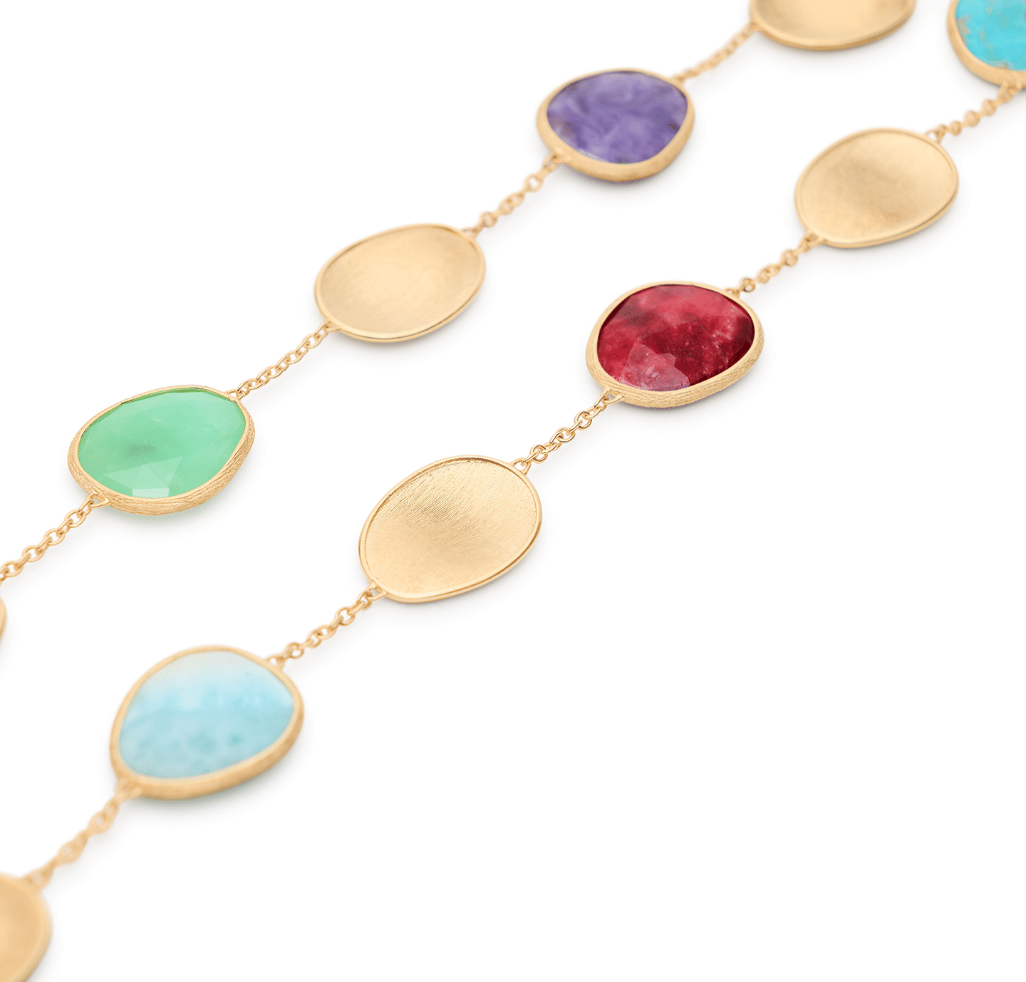 Marco Bicego Lunaria Yellow Gold Collar Necklace with Mixed Gemstones