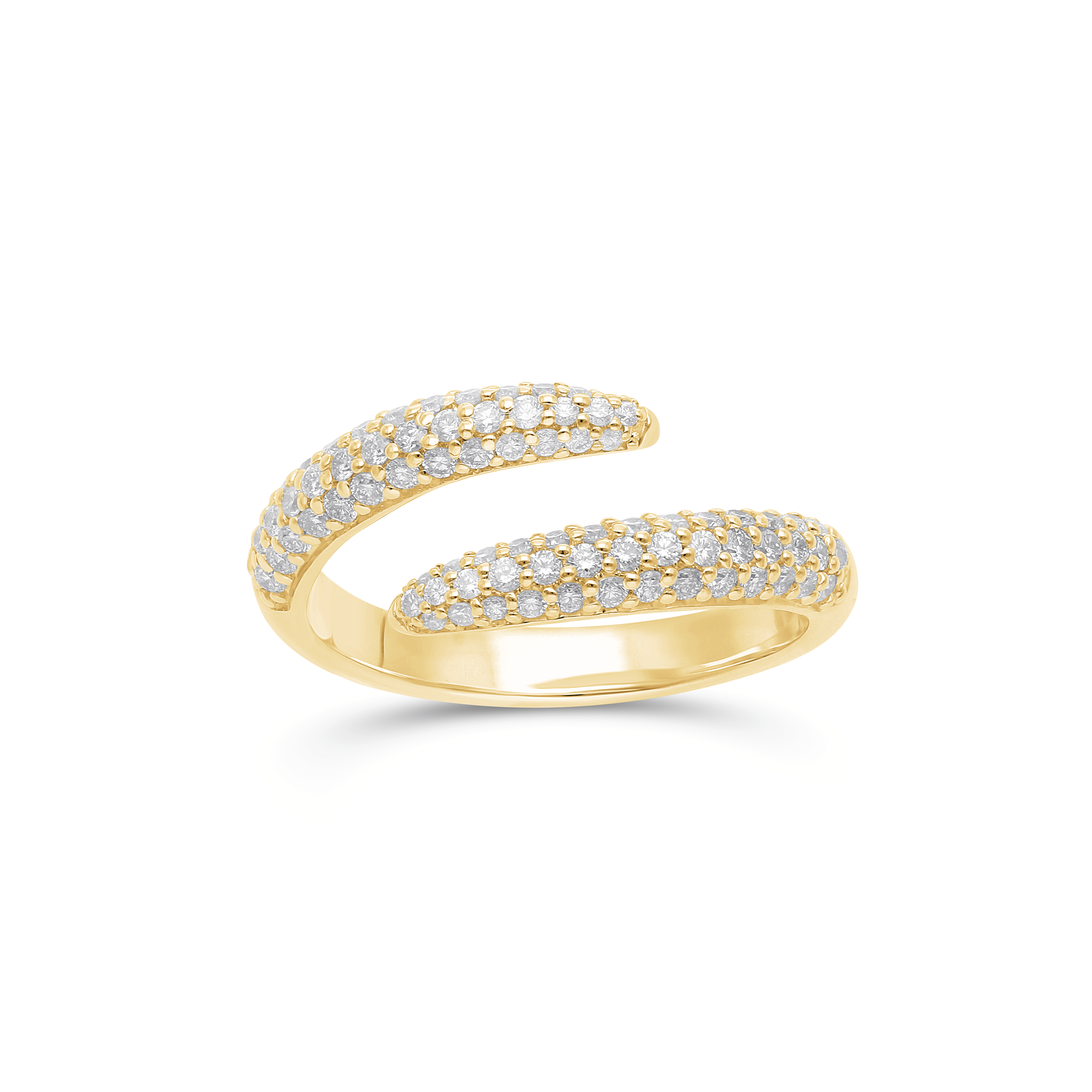 Sabel Collection Yellow Gold Pavé Diamond Bypass Ring