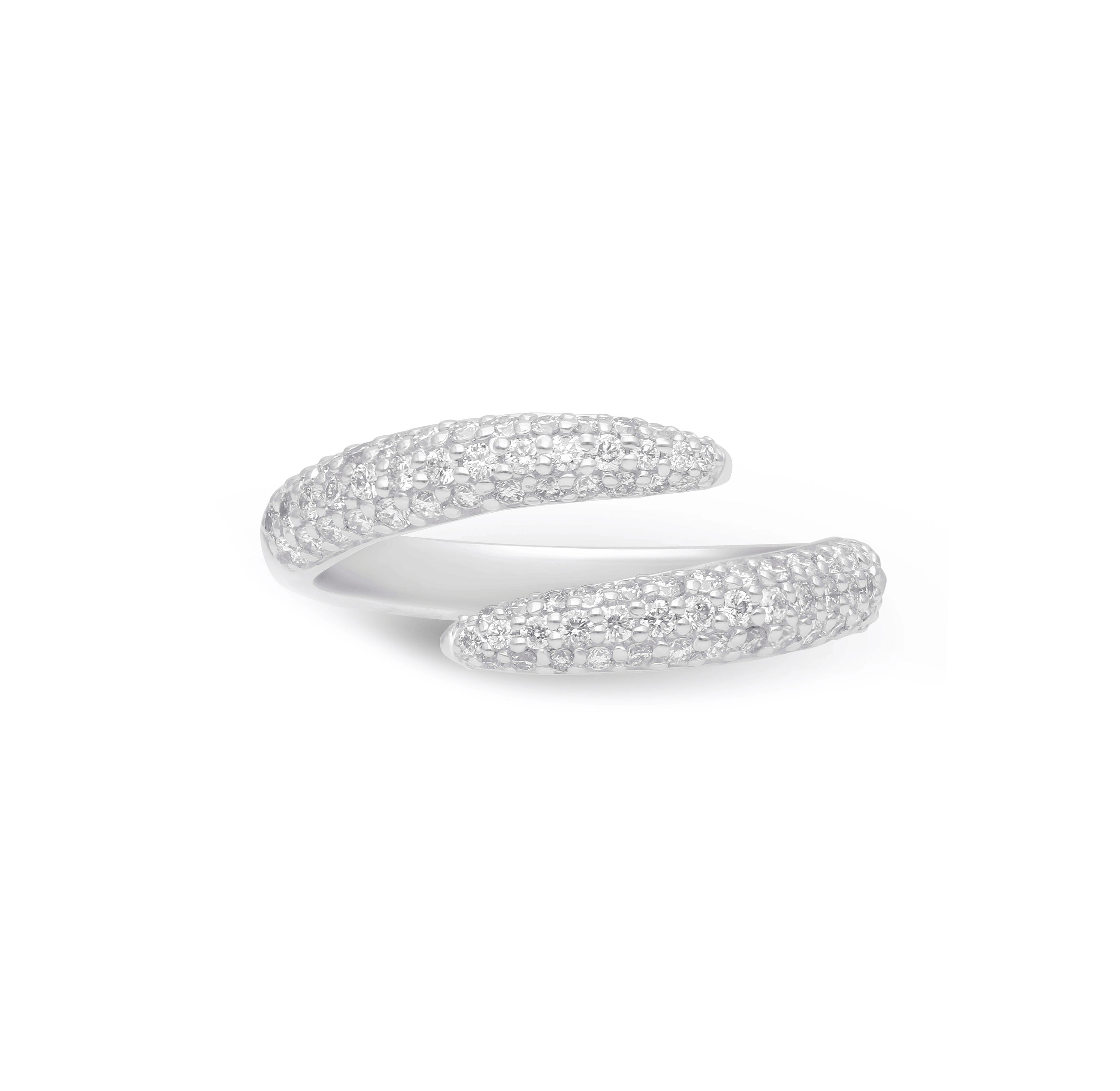 Sabel Collection White Gold Pavé Diamond Bypass Ring