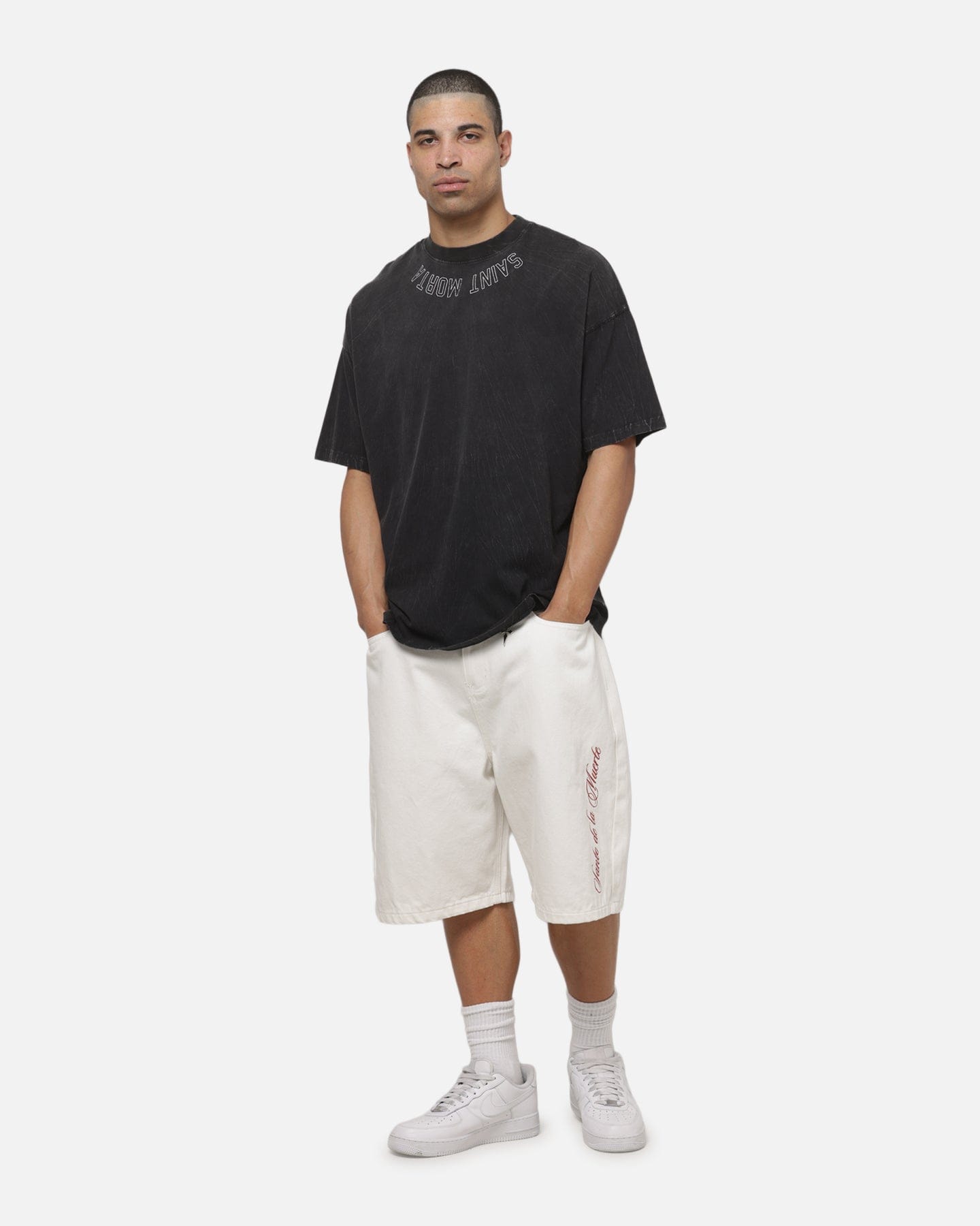 Saint Morta New Guard Boxy T-Shirt Black Tie Dye