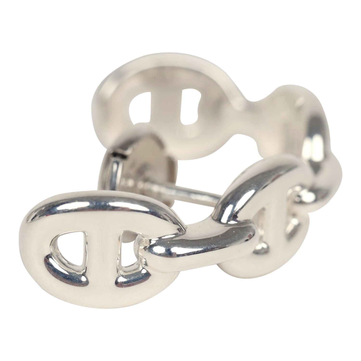 Hermes Chaine D'Ancre Enchainee Single Ear Climber Earring Sterling Silver