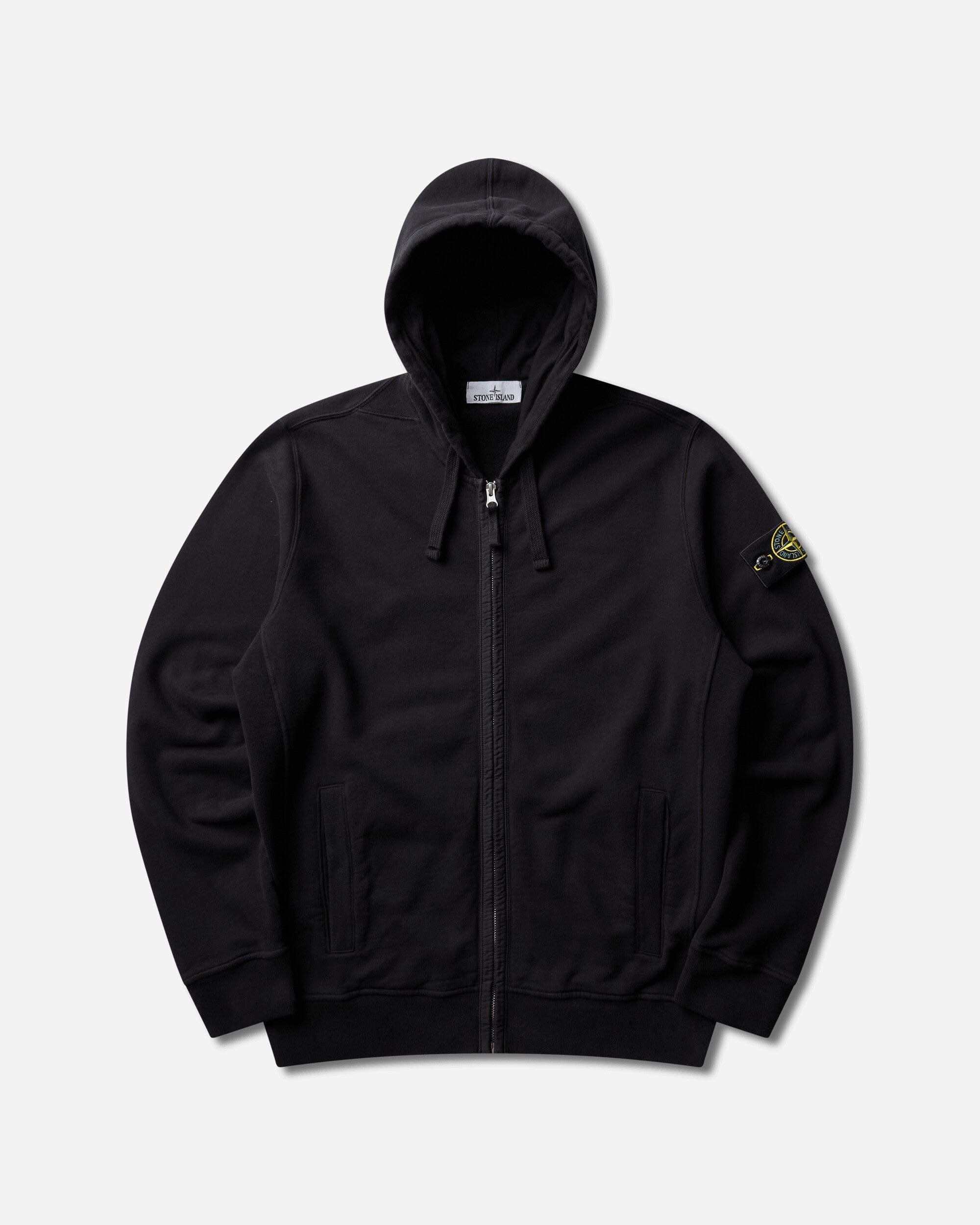 Stone Island Men's Organic Cotton Fleece Zip Hoodie Black