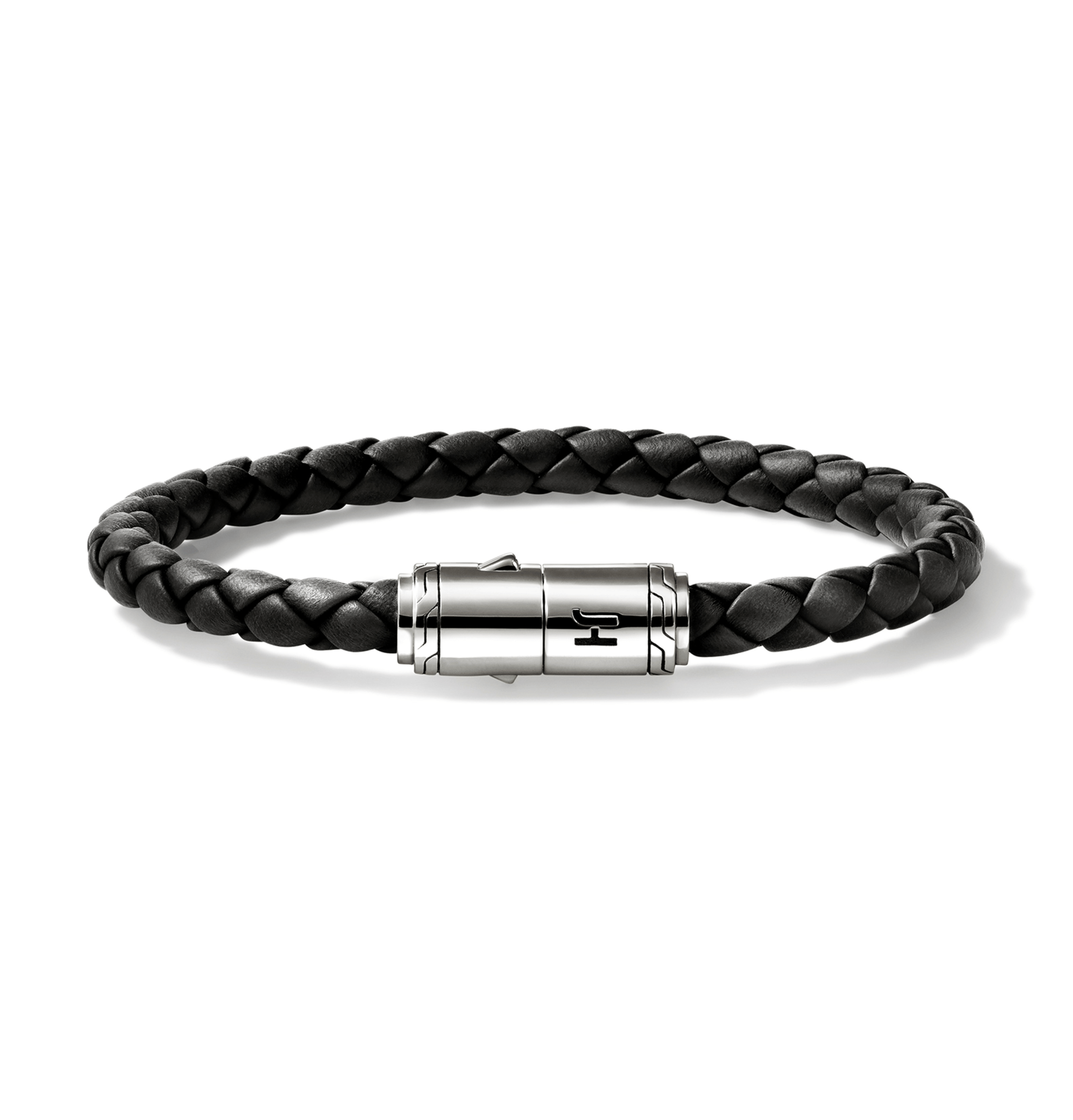 John Hardy Sterling Silver and Black Leather Cord Bracelet