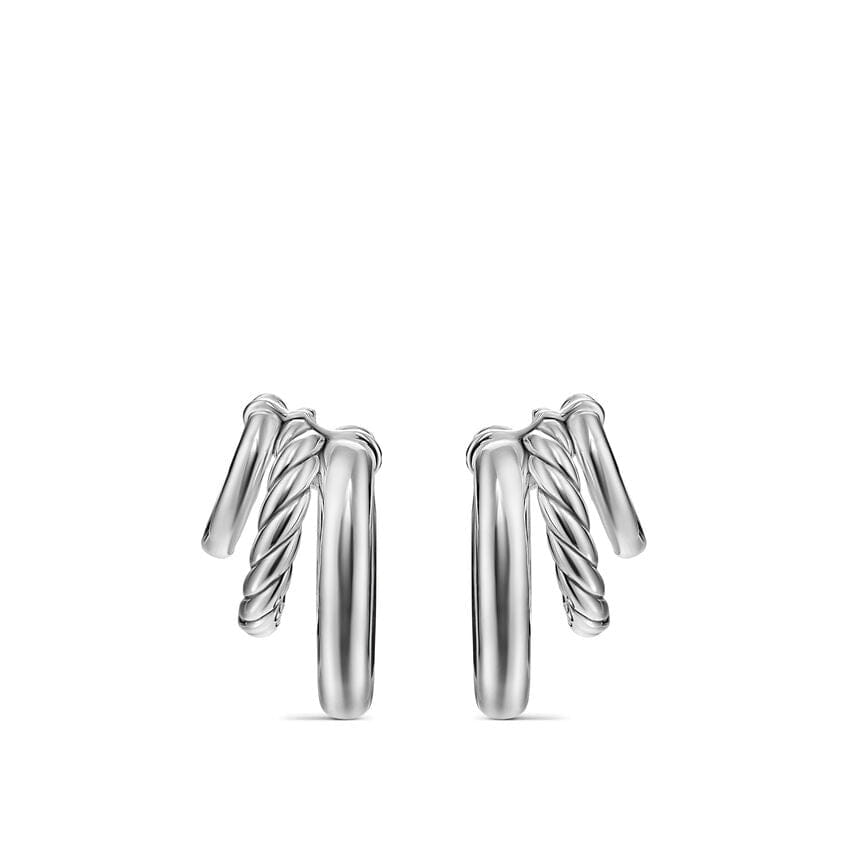 David Yurman DY Mercer Three Row Hoop Earrings in Sterling Silver, 21mm