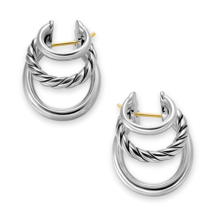 David Yurman DY Mercer Three Row Hoop Earrings in Sterling Silver, 21mm