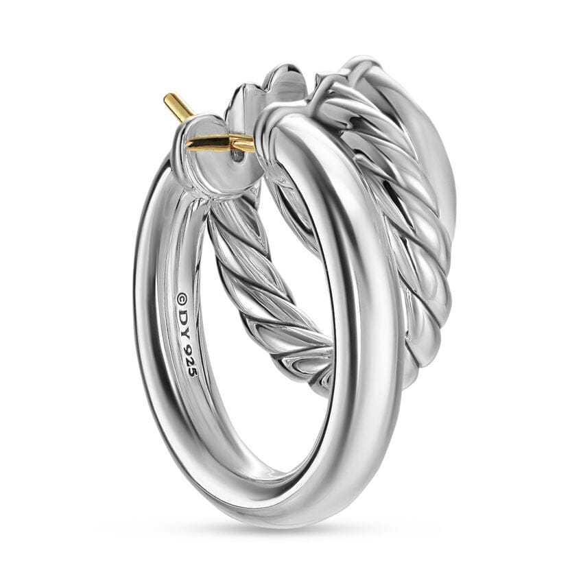 David Yurman DY Mercer Three Row Hoop Earrings in Sterling Silver, 21mm