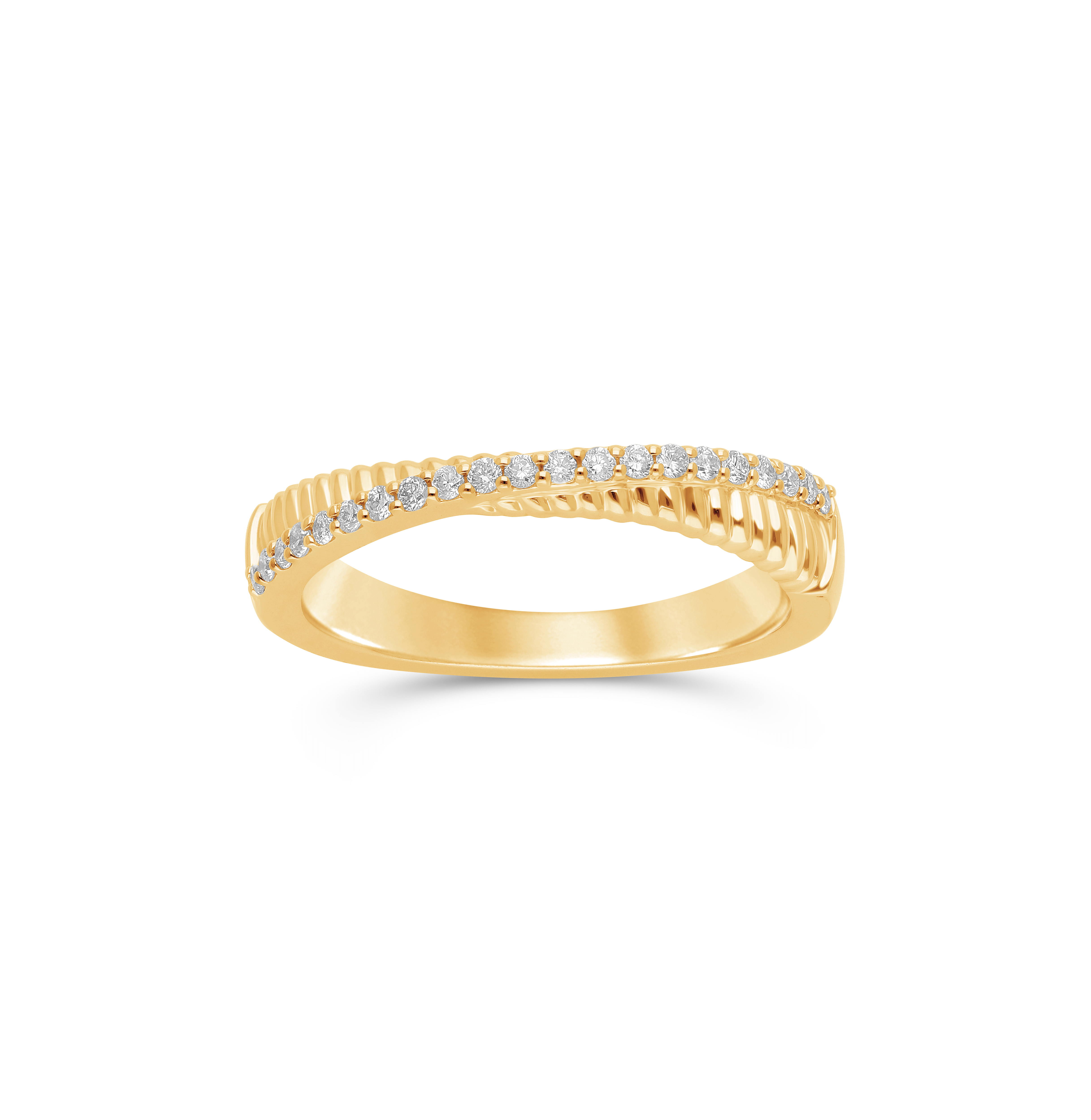 Sabel Collection Yellow Gold Cable and Diamond Crossover Ring
