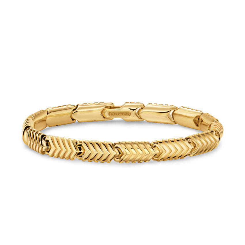 David Yurman Chevron Link Bracelet in 18K Yellow Gold, 7.6mm, Size Medium