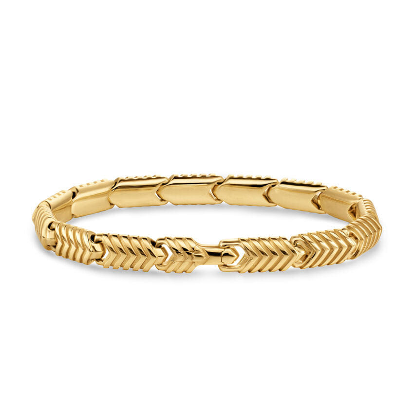 David Yurman Chevron Link Bracelet in 18K Yellow Gold, 7.6mm, Size Medium