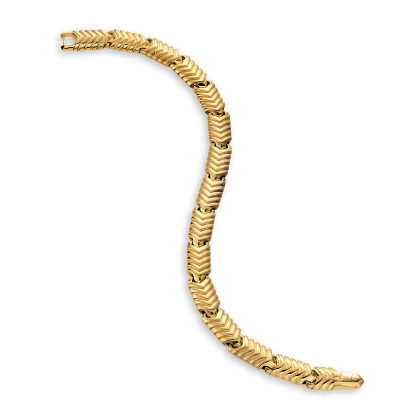 David Yurman Chevron Link Bracelet in 18K Yellow Gold, 7.6mm, Size Medium