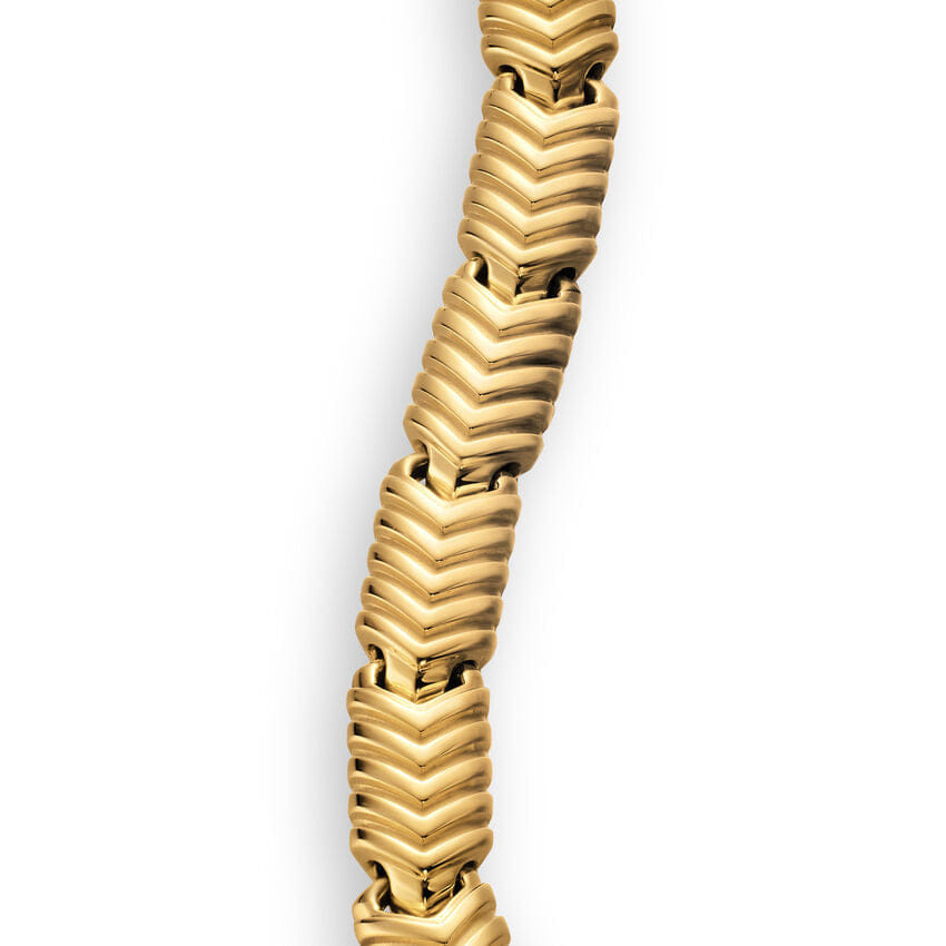 David Yurman Chevron Link Bracelet in 18K Yellow Gold, 7.6mm, Size Medium