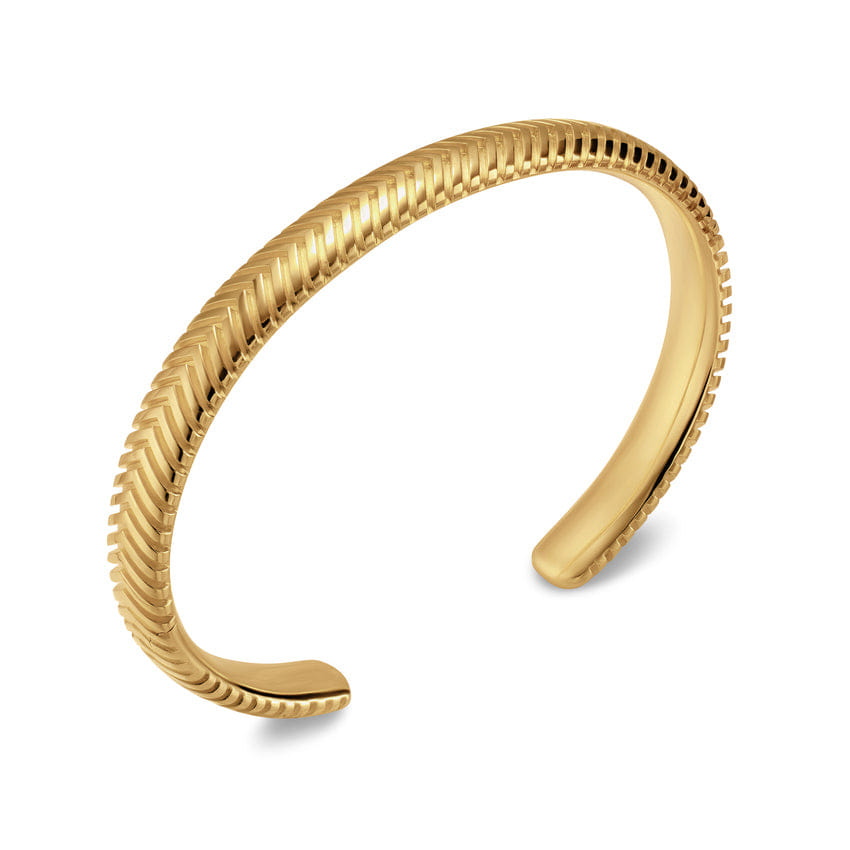 David Yurman Chevron Cuff Bracelet in 18K Yellow Gold, 8mm, Size Medium