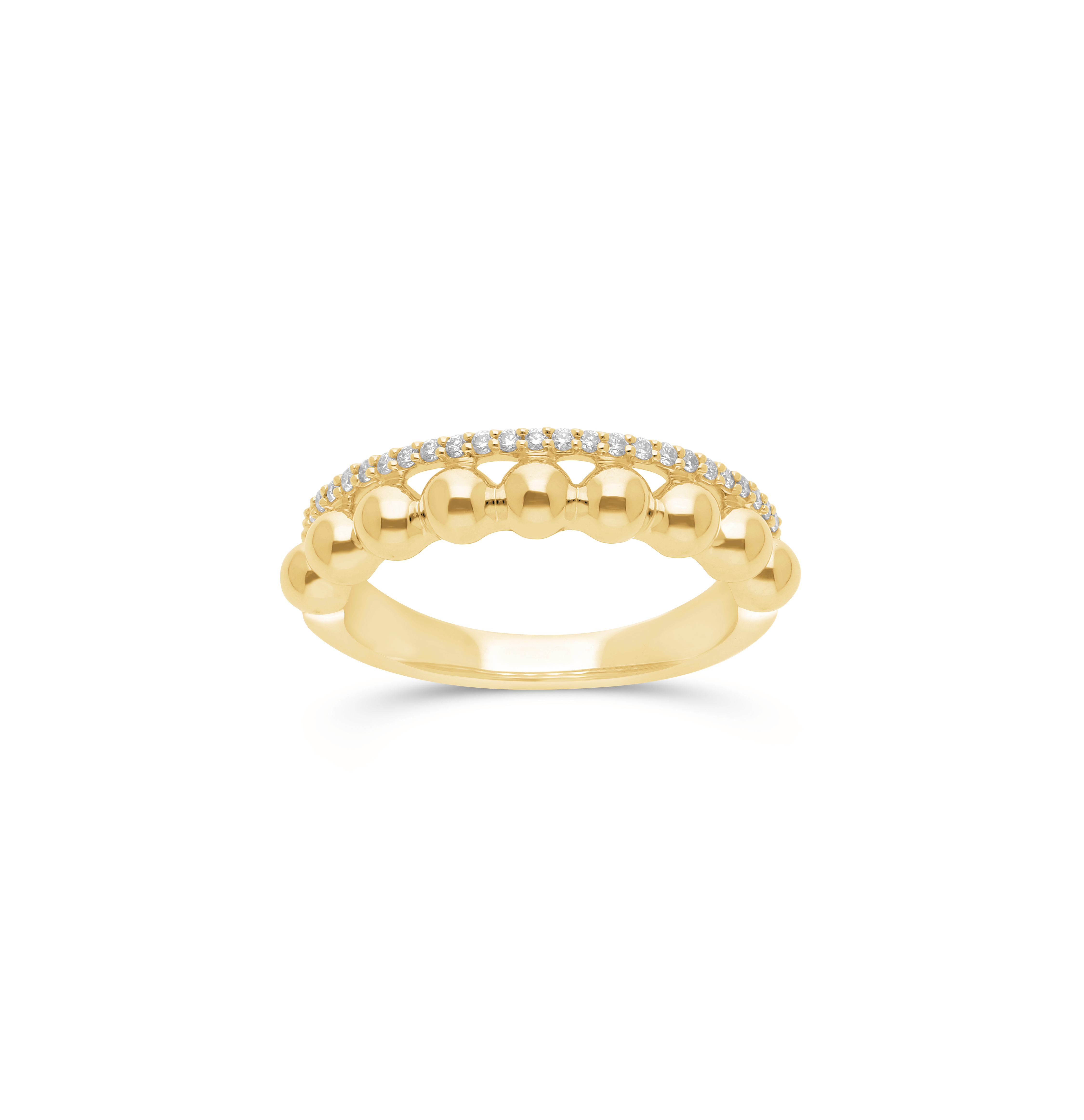 Sabel Collection Yellow Gold Beaded and Diamond Ring