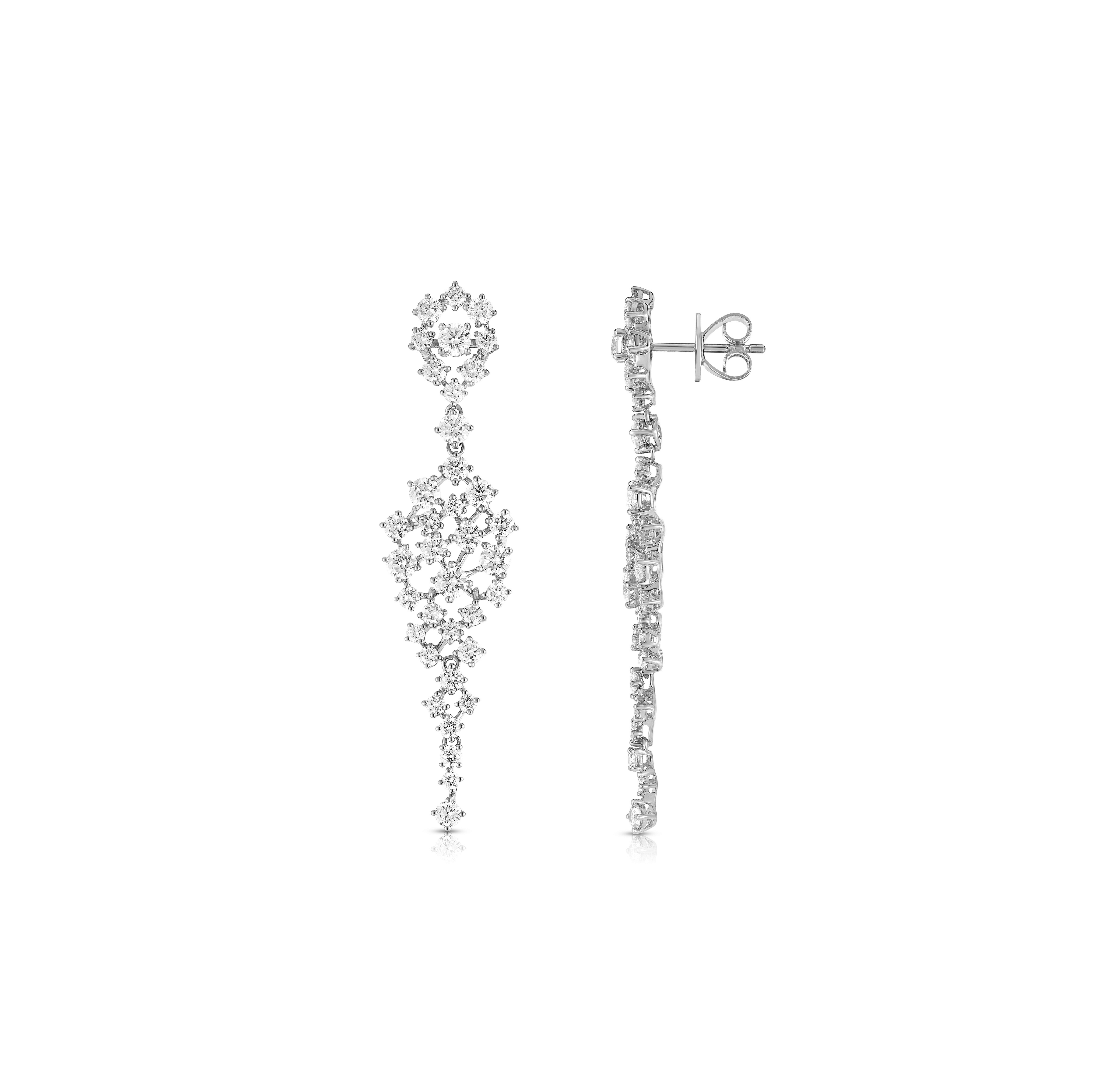 Sabel Collection White Gold Long Diamond Dangle Earrings
