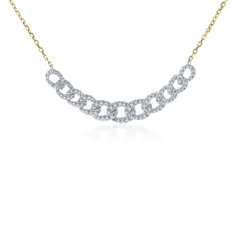 Sabel Collection Mixed Metals Diamond Oval Link Necklace