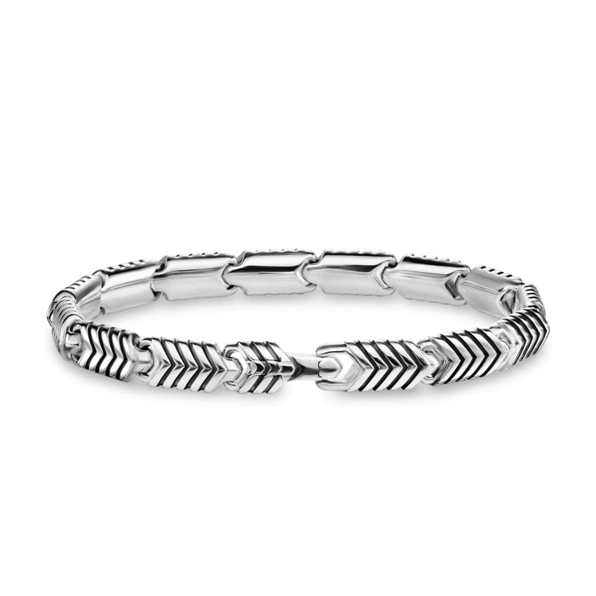 David Yurman Chevron Link Bracelet in Sterling Silver, 7.6mm, Size Small