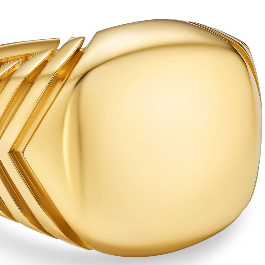 David Yurman Chevron Signet Ring in 18K Yellow Gold, 18mm, Size 9