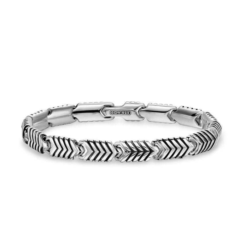 David Yurman Chevron Link Bracelet in Sterling Silver, 7.6mm, Size Medium
