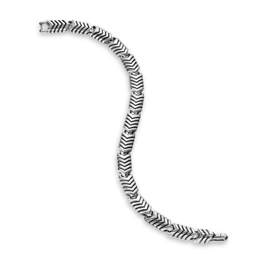 David Yurman Chevron Link Bracelet in Sterling Silver, 7.6mm, Size Medium