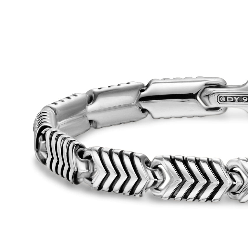 David Yurman Chevron Link Bracelet in Sterling Silver, 7.6mm, Size Medium