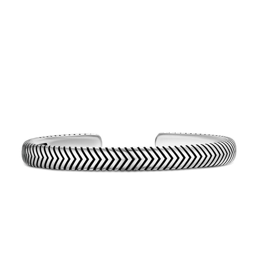David Yurman Chevron Cuff Bracelet in Sterling Silver, 8mm, Size Medium