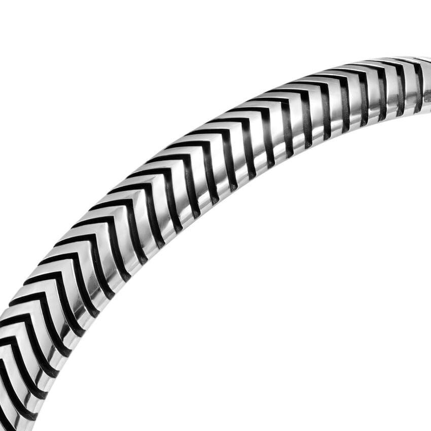 David Yurman Chevron Cuff Bracelet in Sterling Silver, 8mm, Size Medium