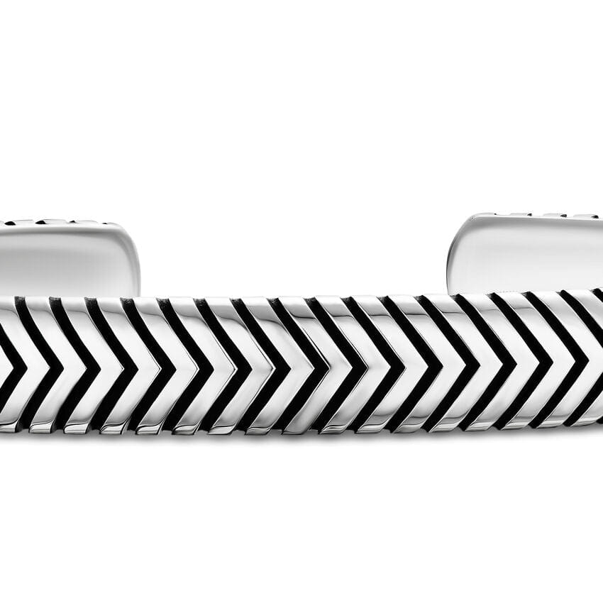 David Yurman Chevron Cuff Bracelet in Sterling Silver, 8mm, Size Medium