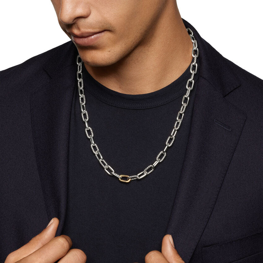 David Yurman DY Madison Chain Necklace in Sterling Silver with 18K Yellow Gold, 8.5mm, 22"