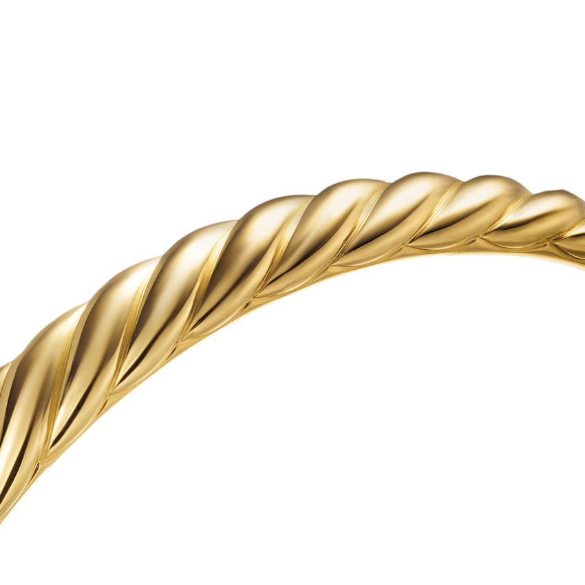David Yurman Sculpted Cable Bangle Bracelet in 18K Yellow Gold, 8mm, Size Large