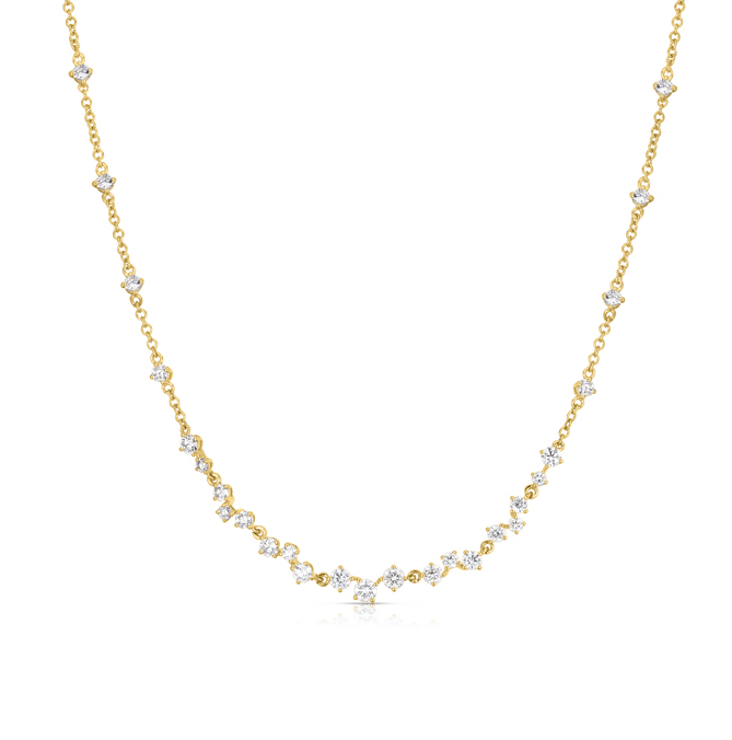 Sabel Collection Yellow Gold Diamond Curved Bar Necklace
