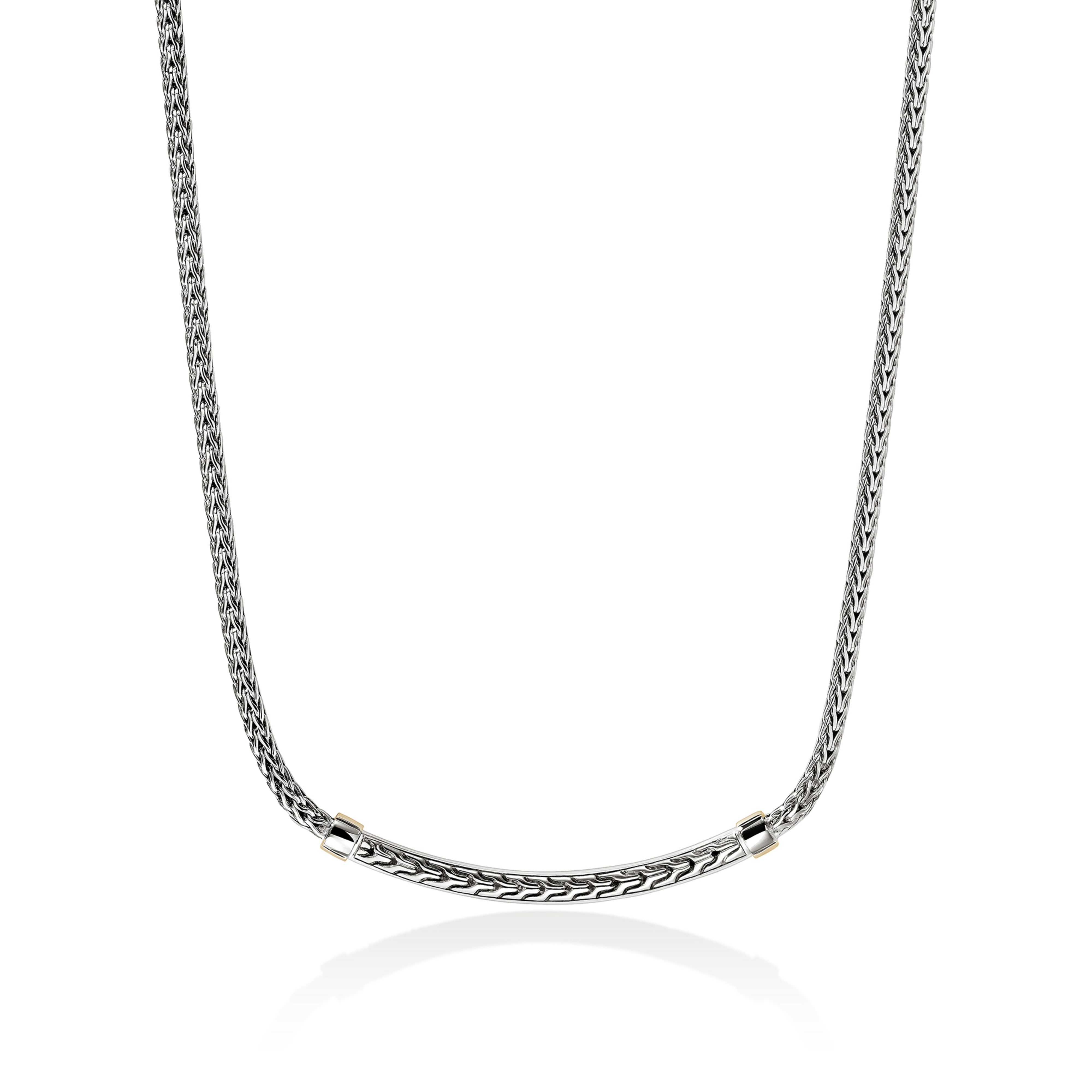 John Hardy Essentials Mixed Metals Pavé Diamond Bar Necklace