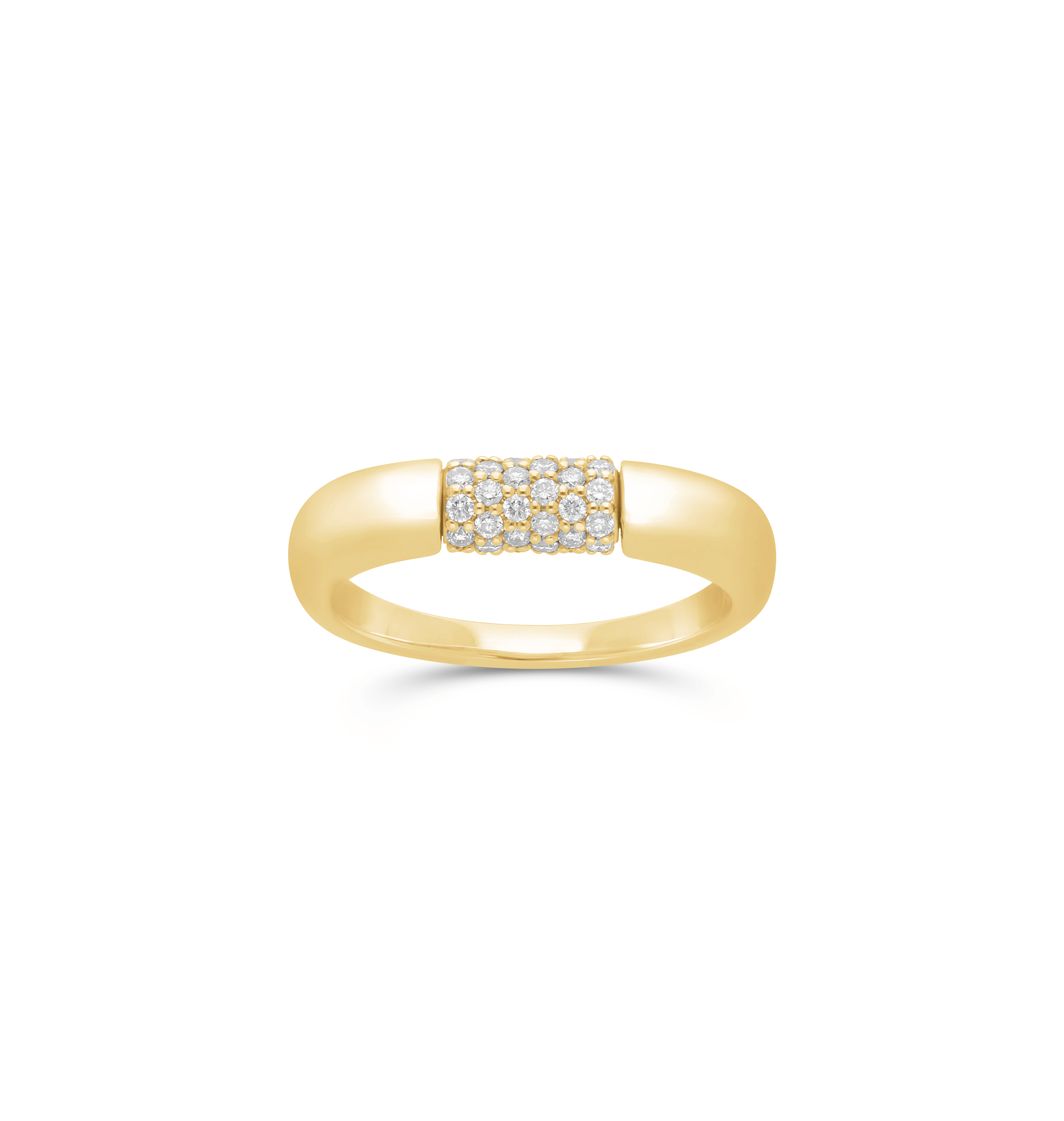 Sabel Collection Yellow Gold Diamond Cylinder Flat Top Ring