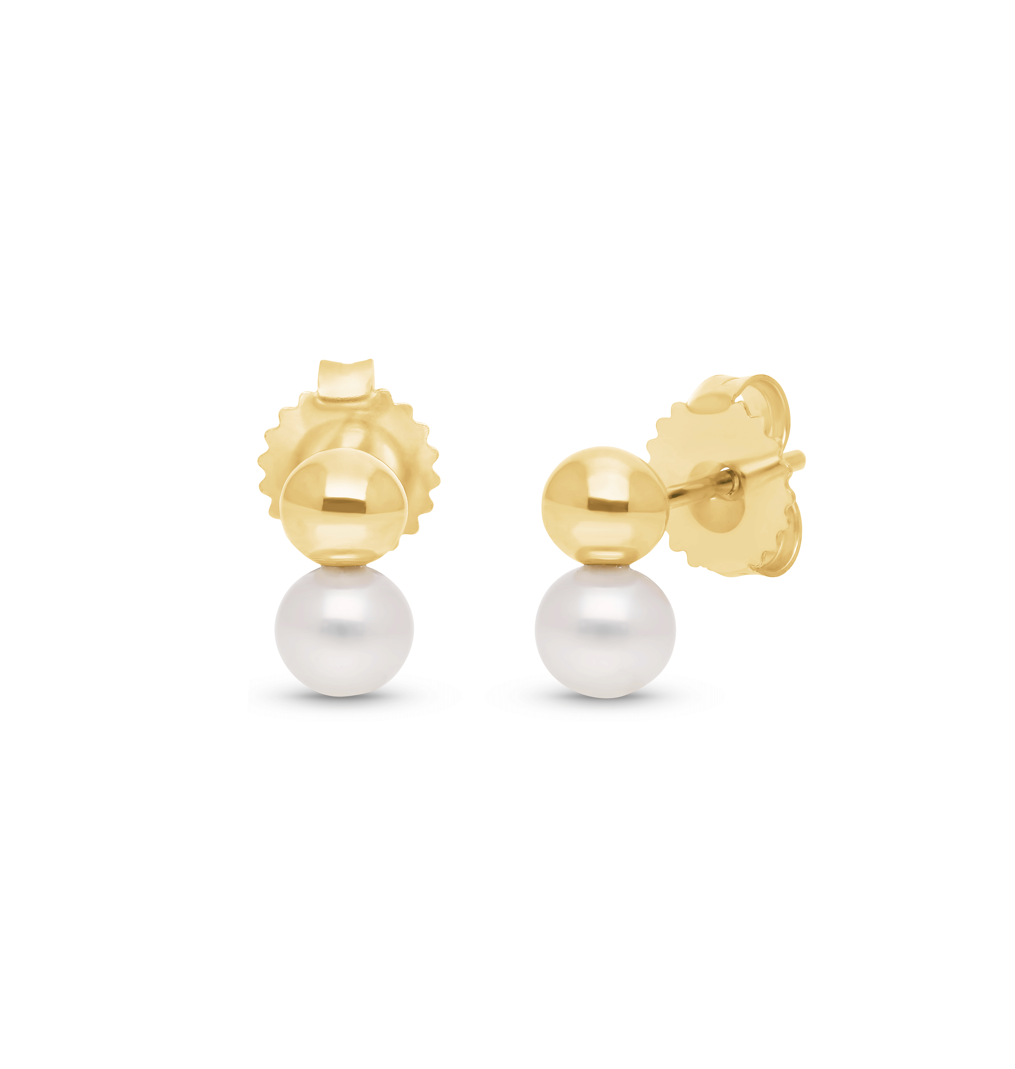 Sabel Collection Yellow Gold Bead and Pearl Drop Earrings
