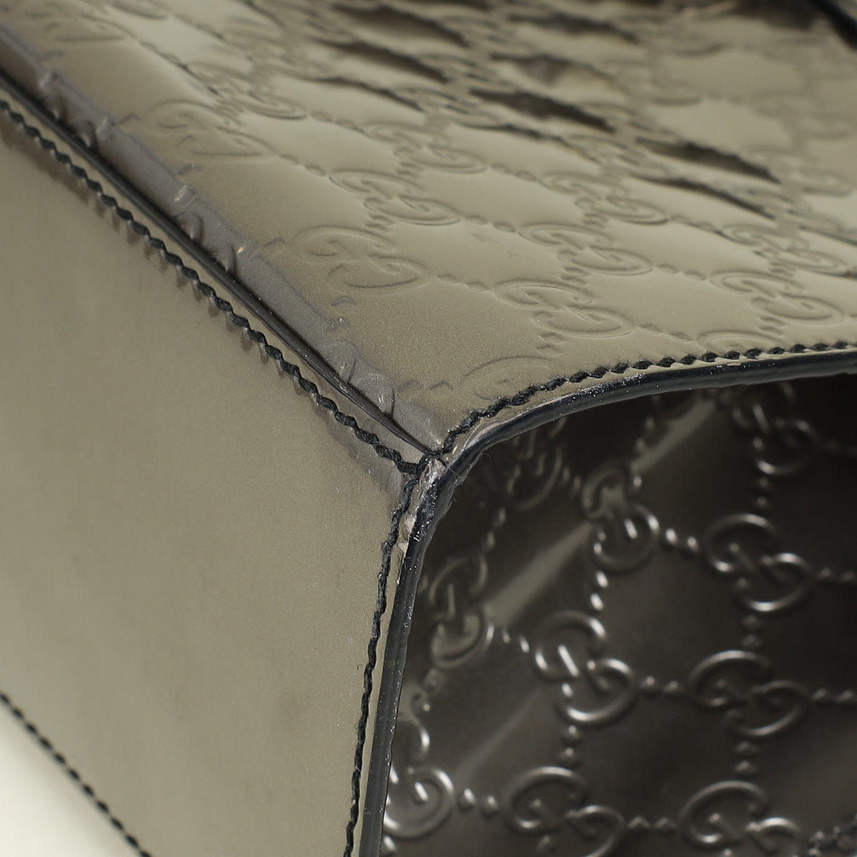 Gucci Metallic Brownish Gray GG Shine Emily Large Shoulder Bag