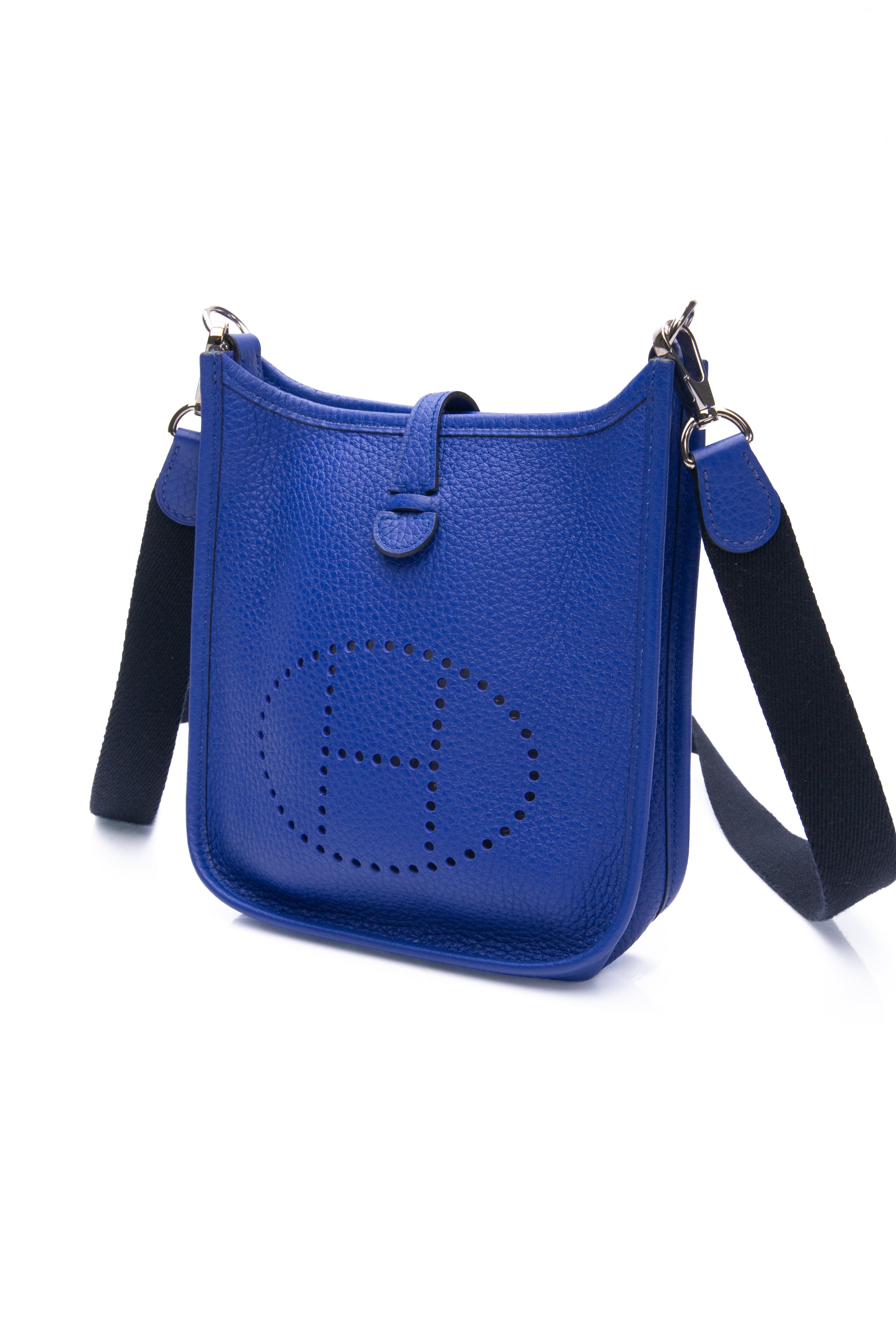 HERMES Bleu Electrique Evelyne TPM Clemence Leather Crossbody Bag