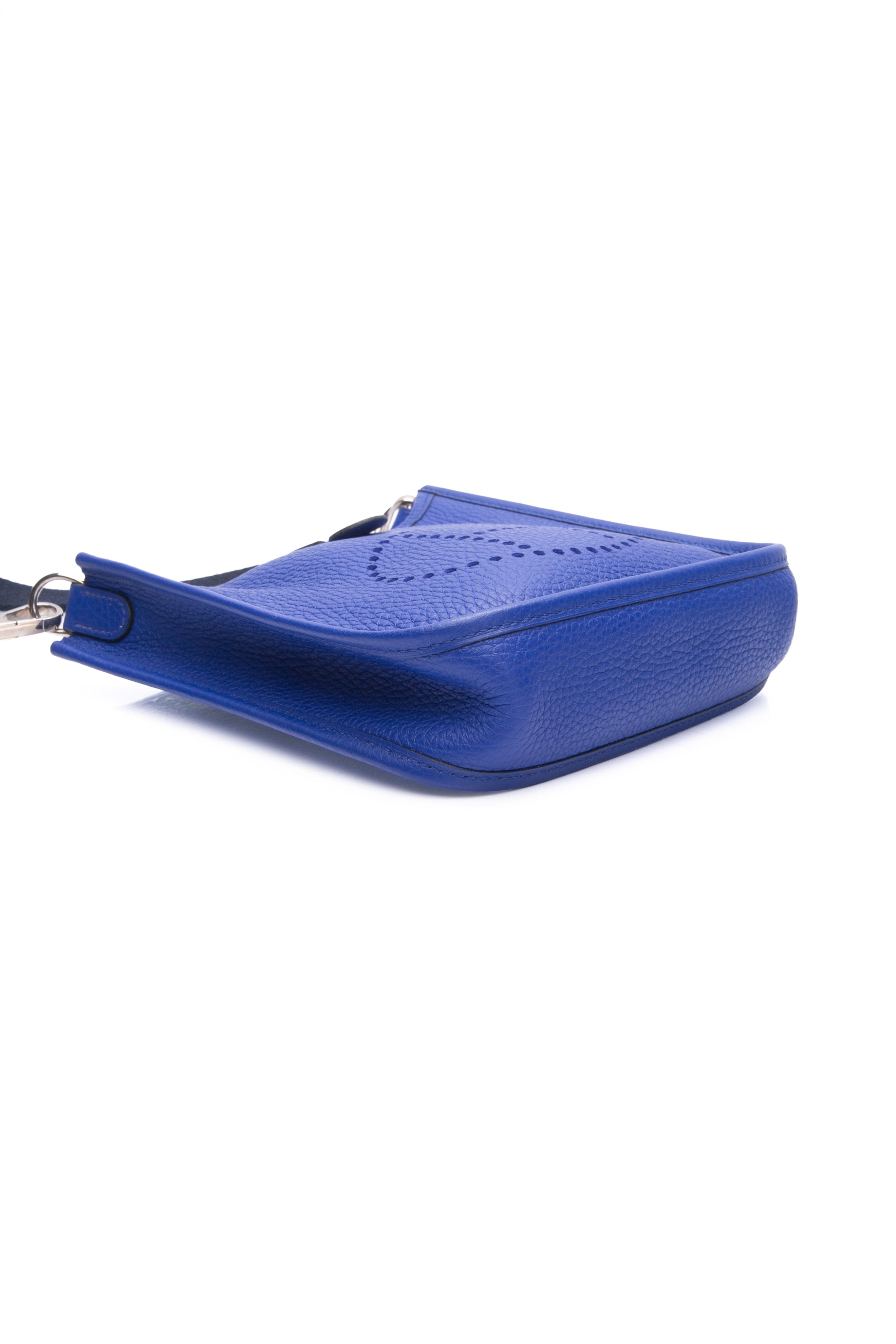 HERMES Bleu Electrique Evelyne TPM Clemence Leather Crossbody Bag