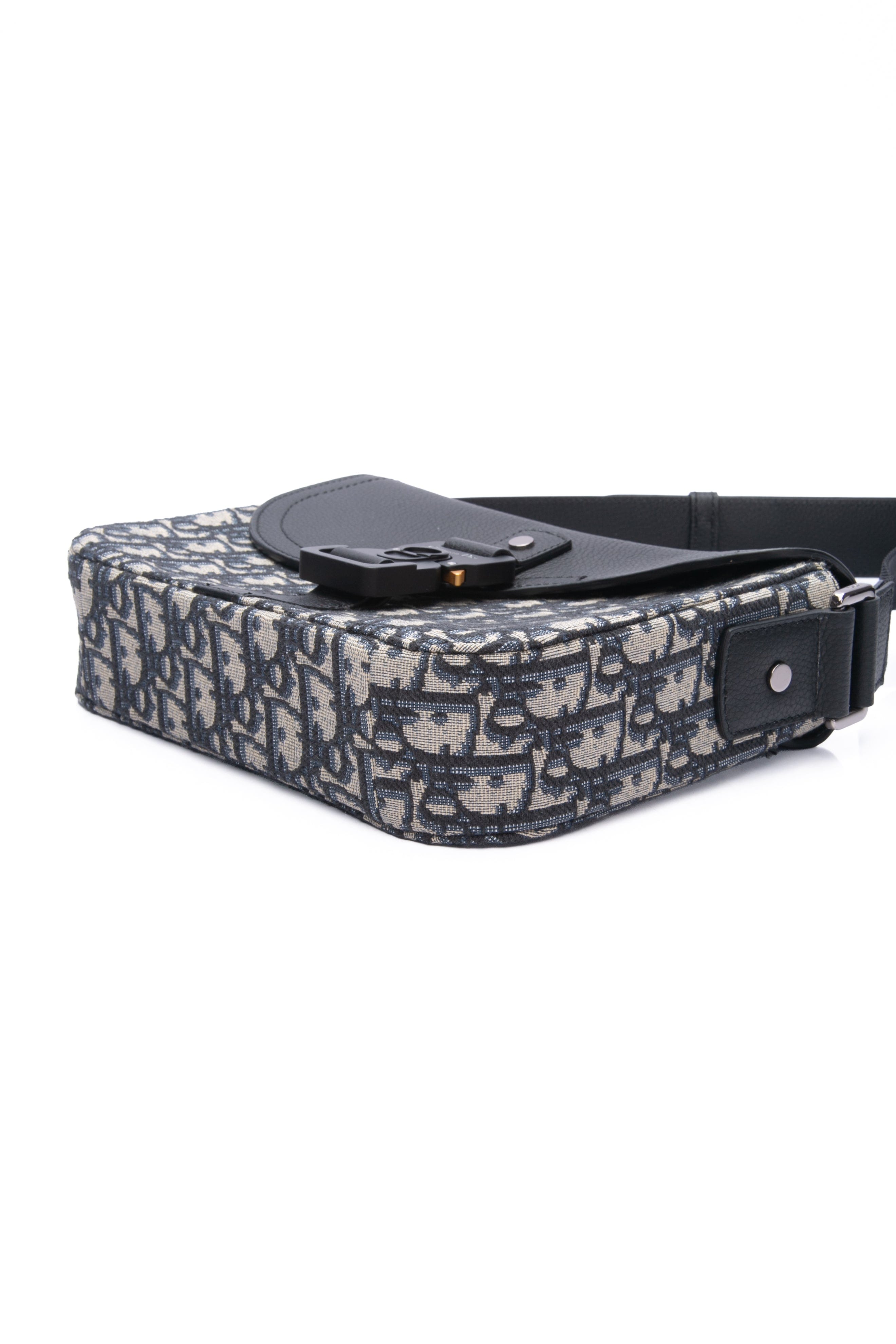 DIOR Beige and Black Dior Oblique Jacquard Small Saddle Messenger Bag with Flap
