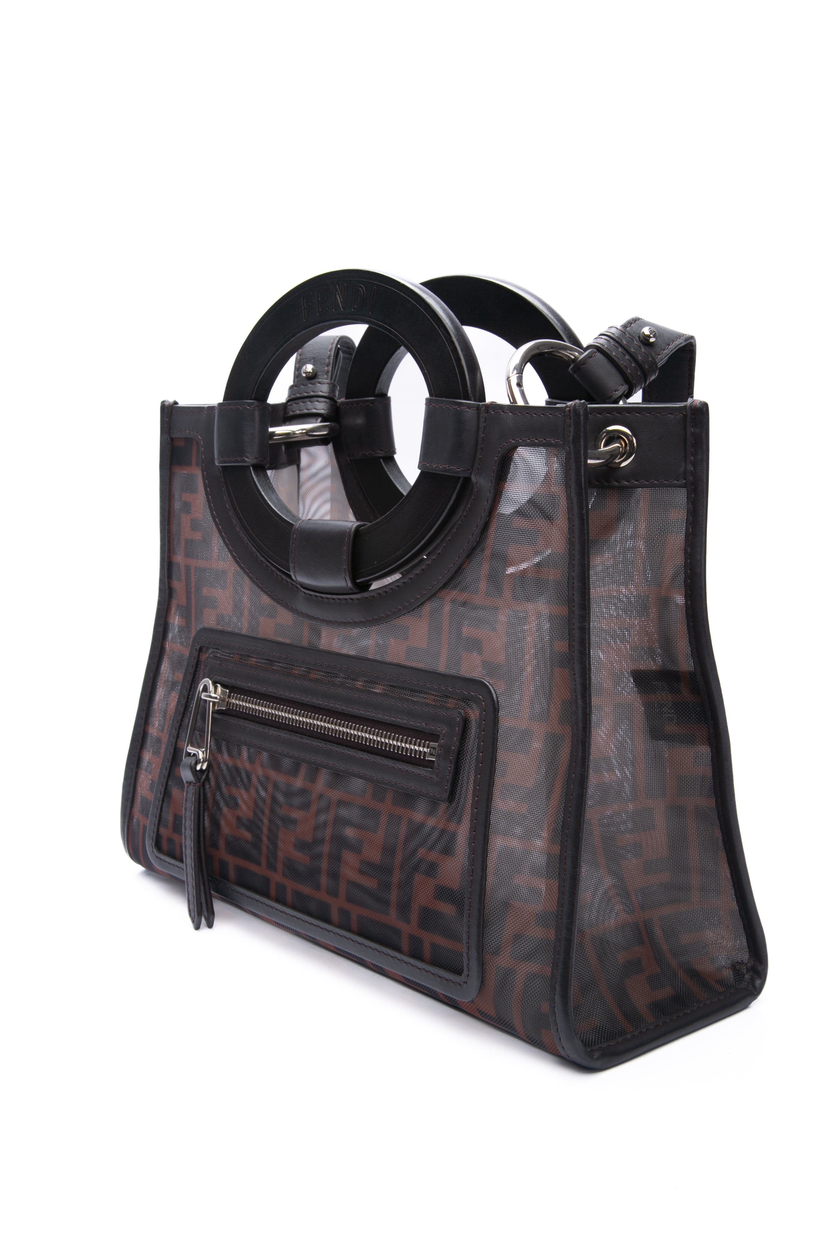 FENDI Brown Zucca Mesh Body Small Runaway Shoulder Bag