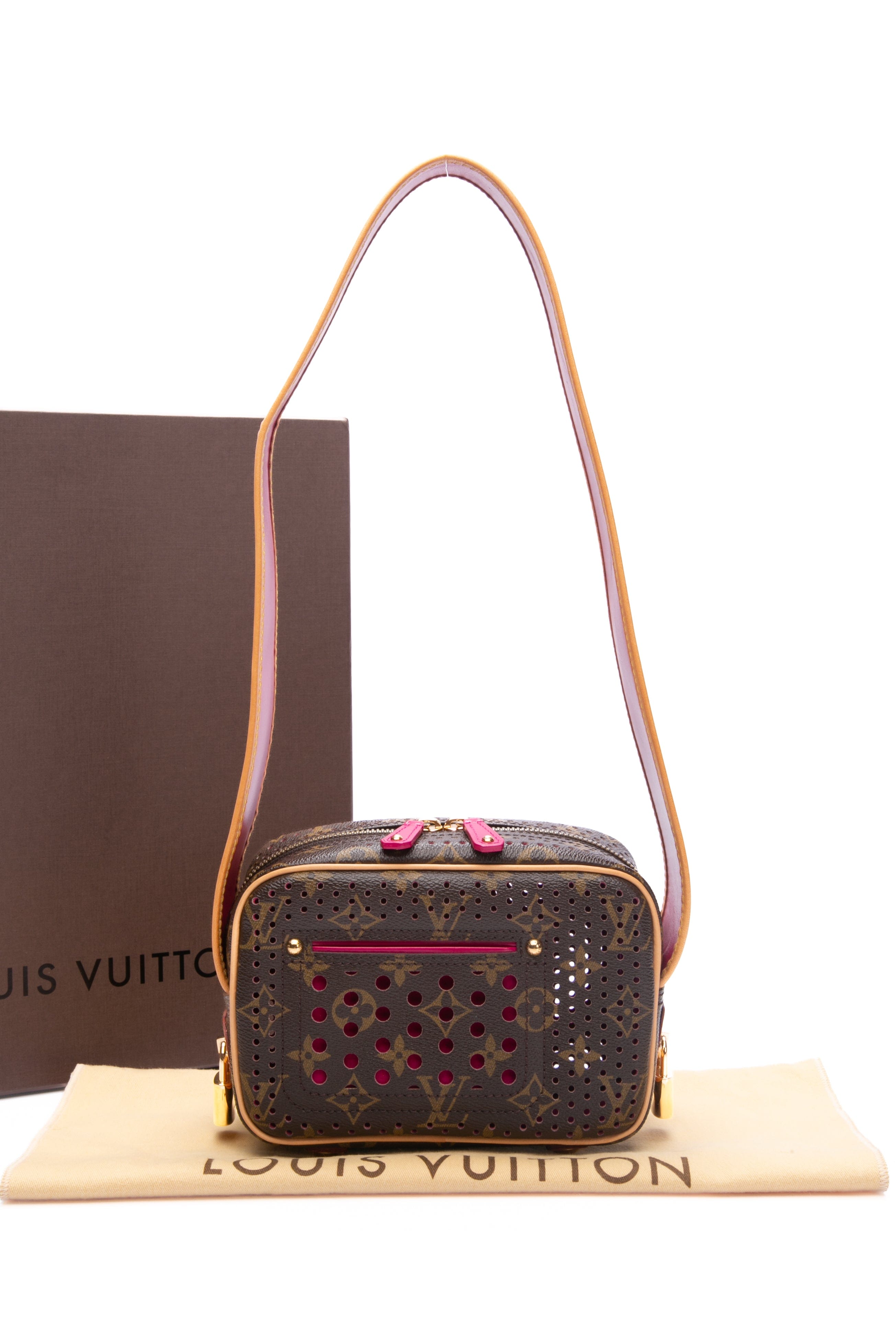 LOUIS VUITTON Monogram Fuchsia Perforated Mini Trocadero Shoulder Bag