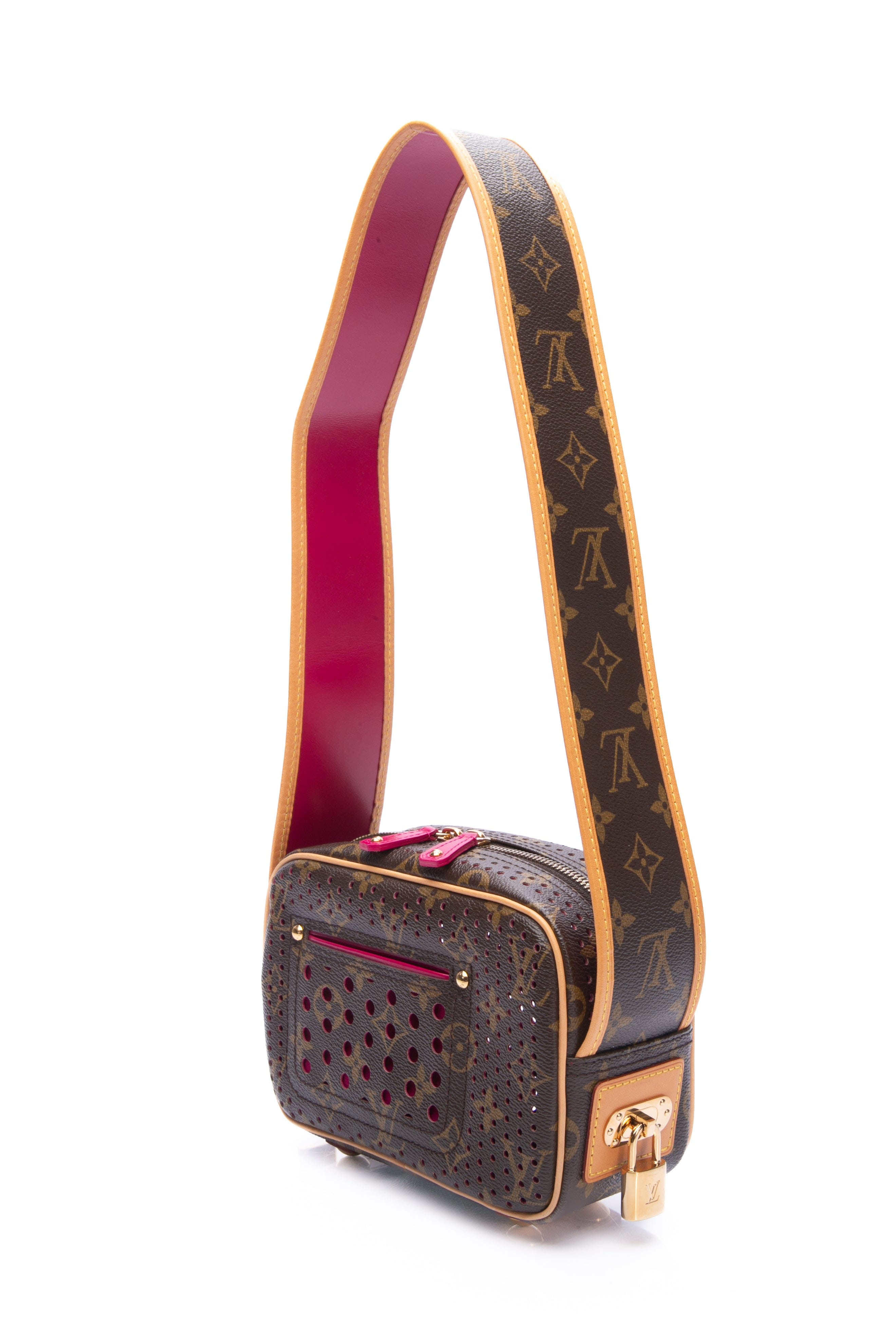 LOUIS VUITTON Monogram Fuchsia Perforated Mini Trocadero Shoulder Bag